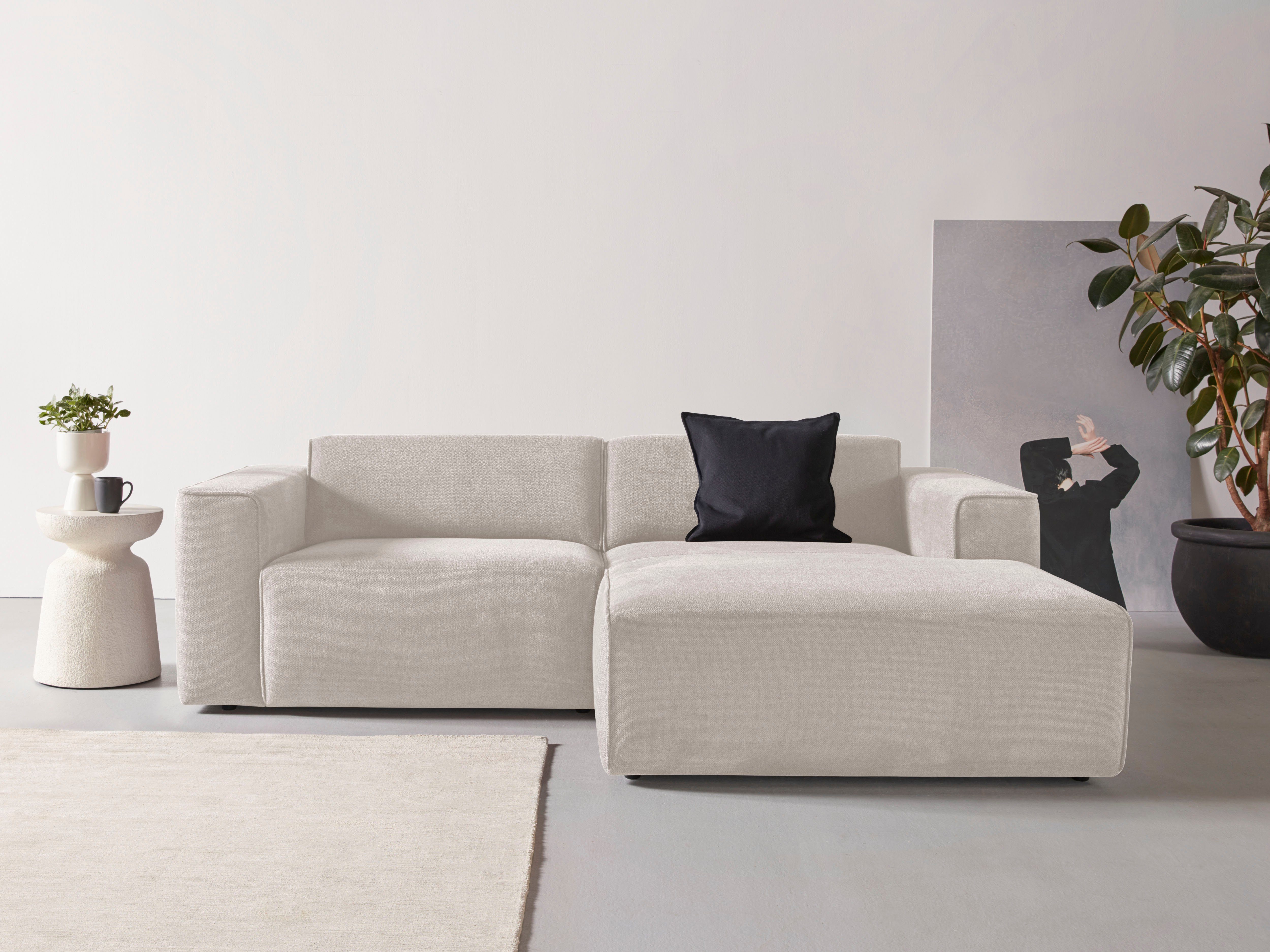 andas Ecksofa Noord, 234 cm, mit Kedernaht, Cord, Luxus-Microfaser, Struktur, Struktur grob