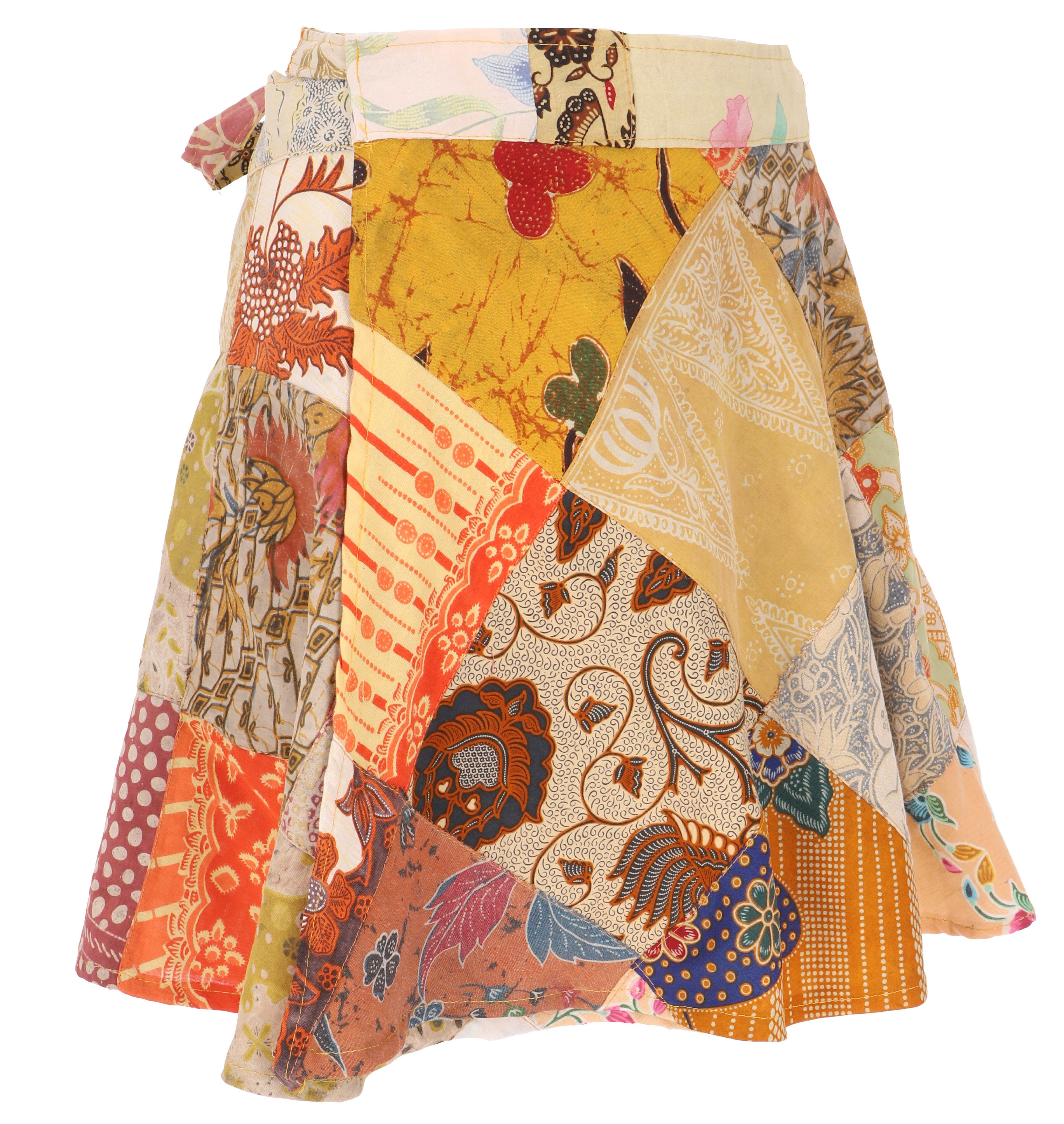 Guru-Shop Minirock Weit schwingender Patchwork Wickelrock,.. alternative Bekleidung