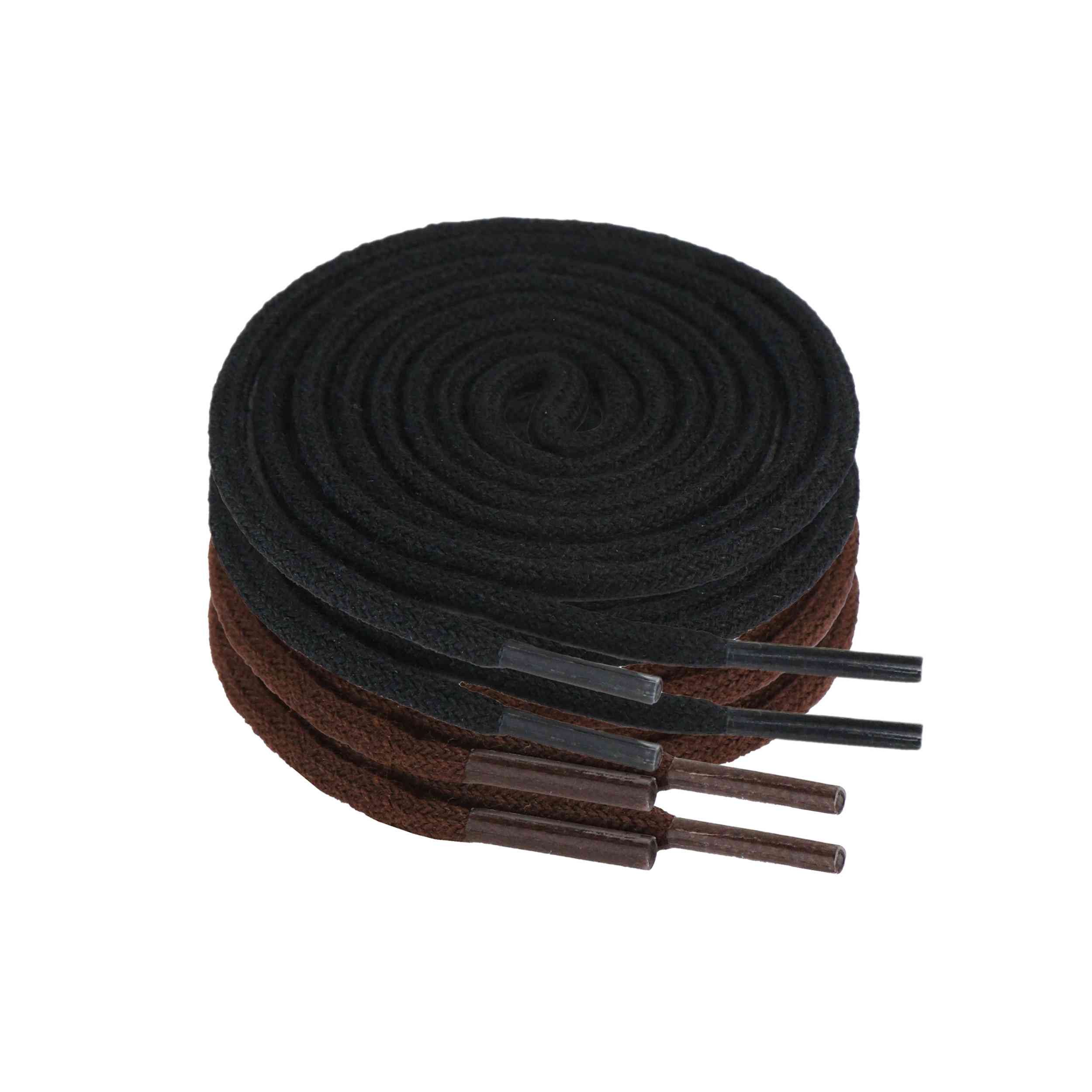 Schnürsenkel 2 Paar Schnürsenkel rund Baumwolle 90cm Rund – Braun & Schwarz stark &