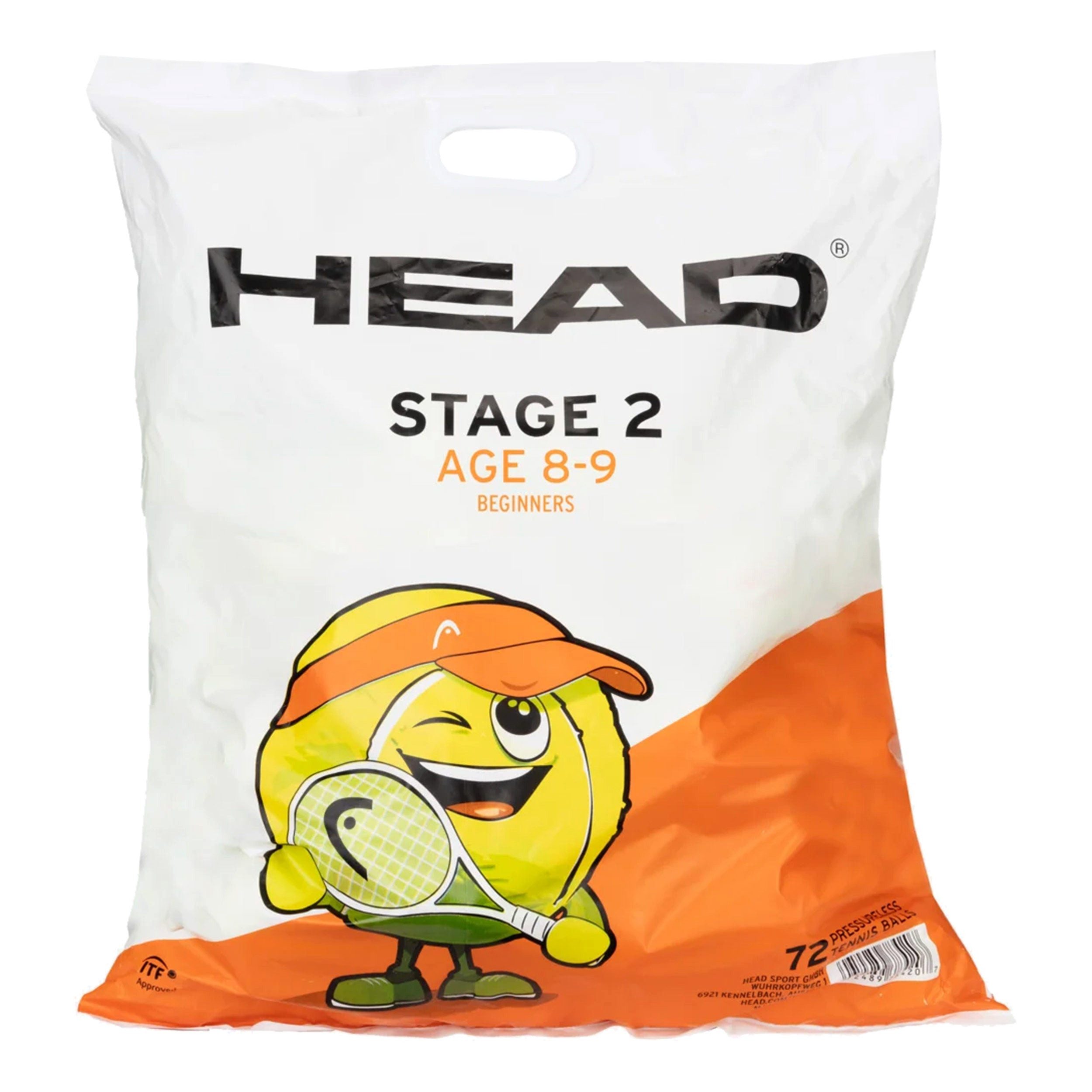 Head Tennisball Stage 2 Orange - 72 Tennisbälle - Play and Stay Ball - (72er Beutel)
