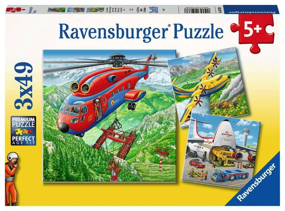 Ravensburger Puzzle 3 x 49 Teile Ravensburger Kinder Puzzle Über den Wolken 05033, 49 Puzzleteile