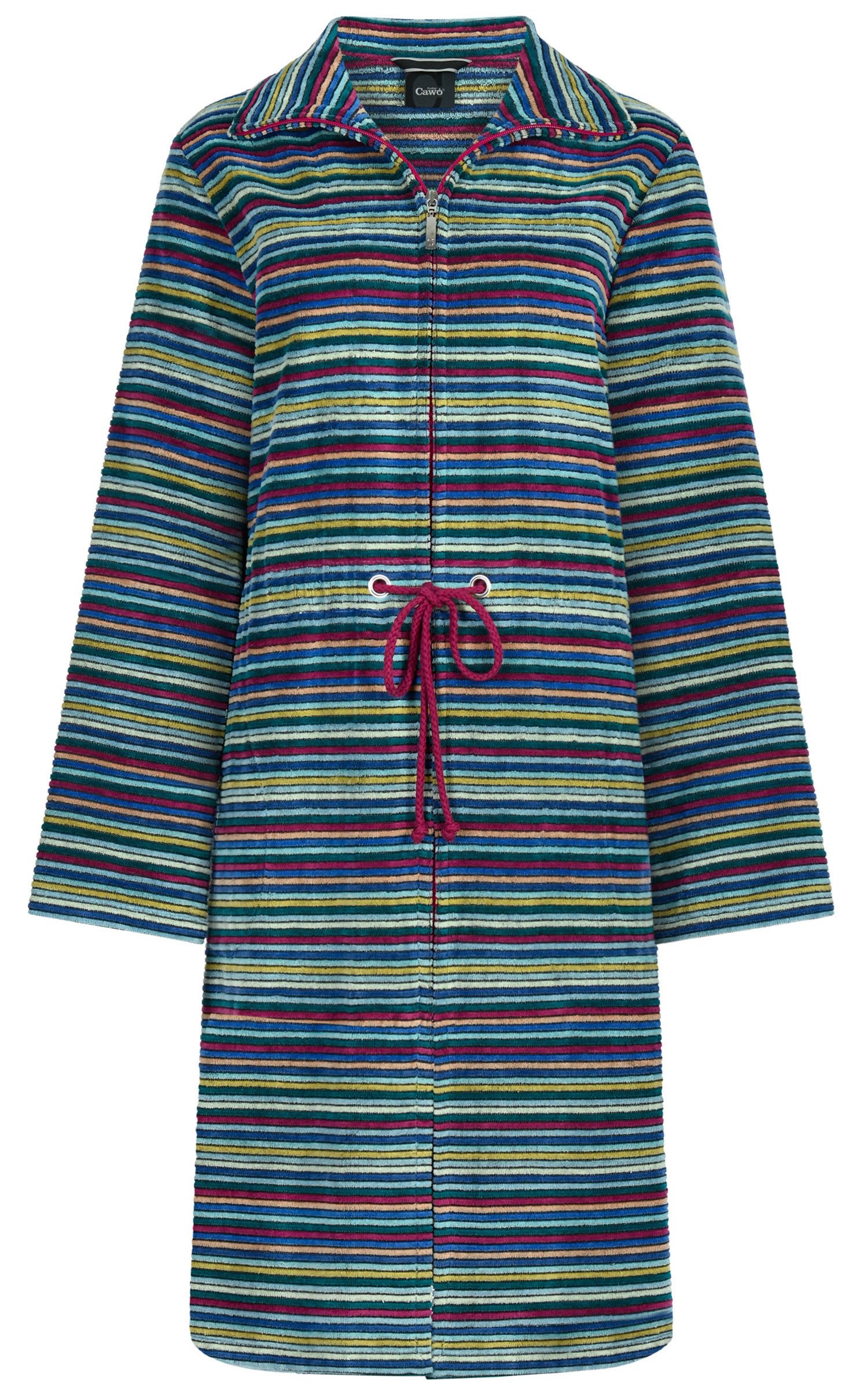 Cawö Damenbademantel Damen Morgenmantel mit Reißverschluss, Midi, Baumwolle günstig online kaufen