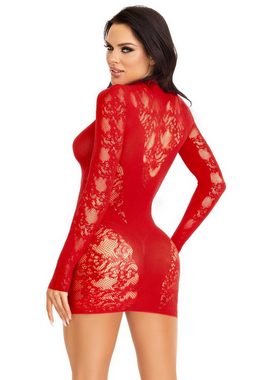 Leg Avenue Minikleid Mini-Kleid mit langen Ärmeln Netz u Spitze - rot