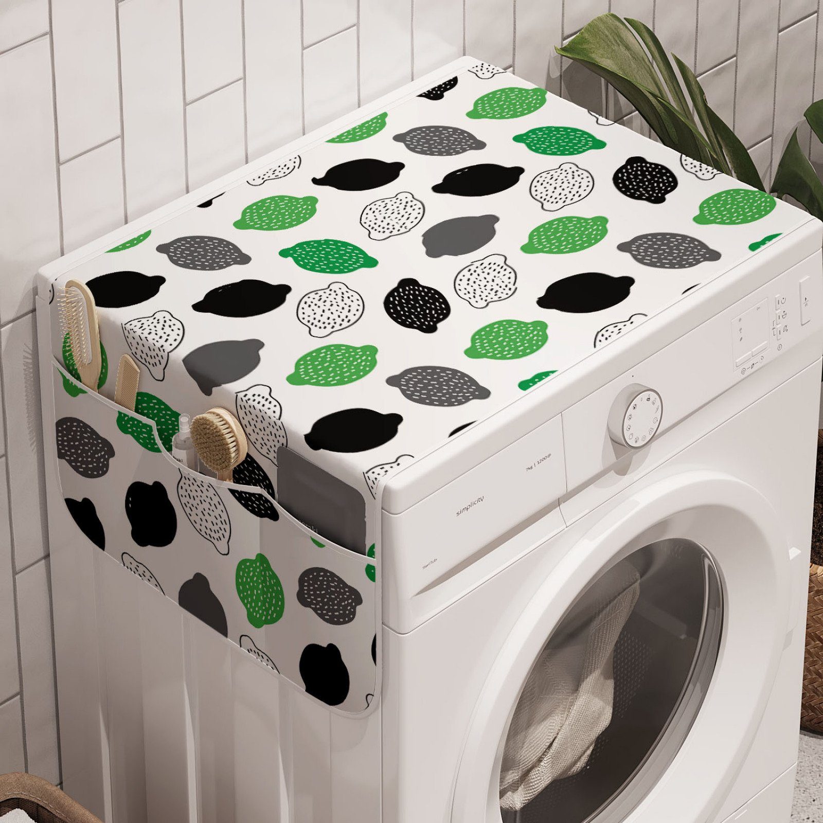 Abakuhaus Badorganizer Simplistic Waschmaschine Zitronen-Muster Trockner, und Anti-Rutsch-Stoffabdeckung für Essen