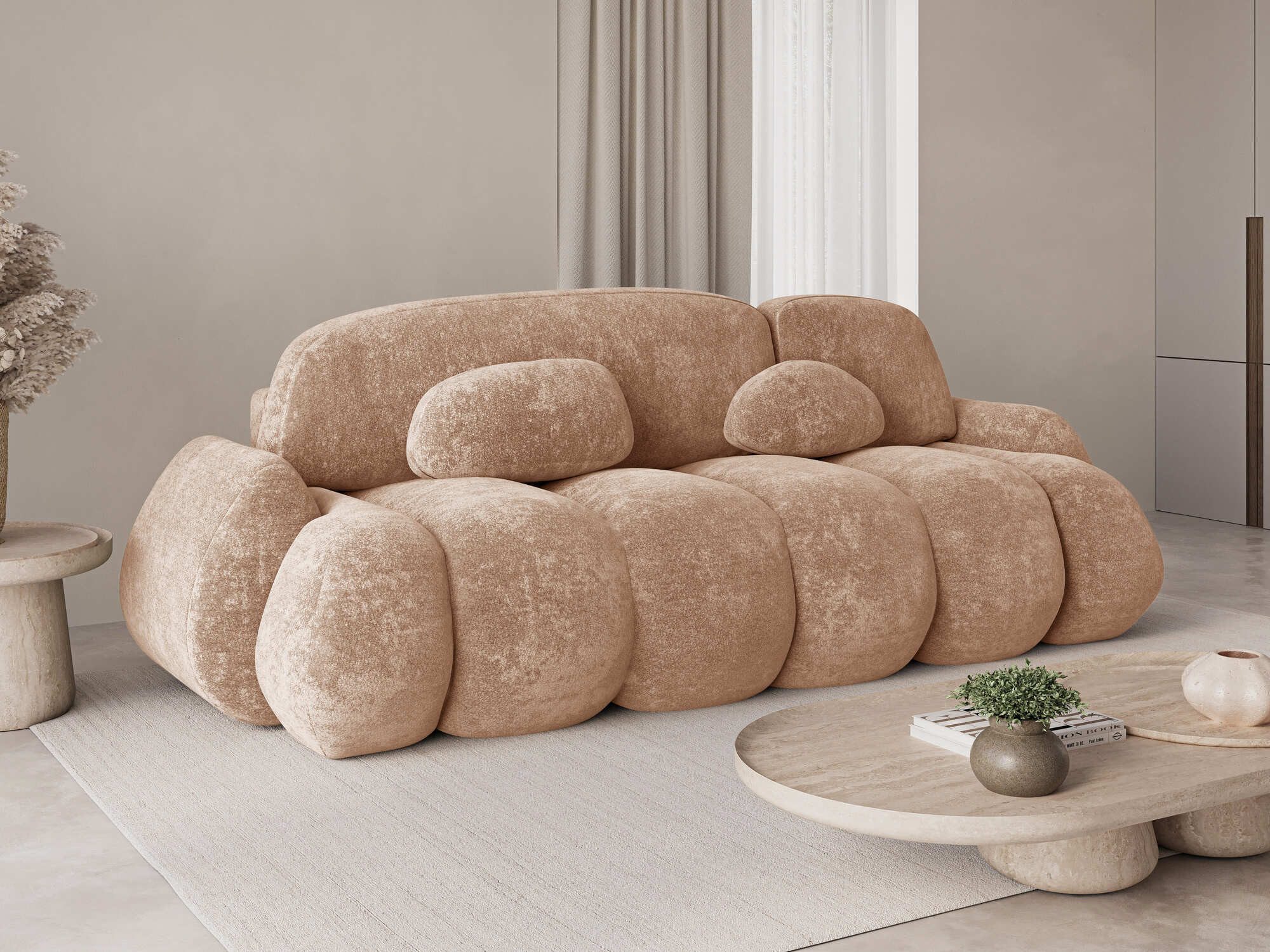 MOEBLO Schlafsofa STONE, Design Schlafsofa mit Schlaffunktion - modernes Sofa mit Bettkasten, frei stellbar, inklusive Kissen, Couch Polstermöbel Sitzmöbel Wohnzimmermöbel 3-Sitzer-Sofa Stoffsofa, (BxHxT): 270 x 103 x 113 cm