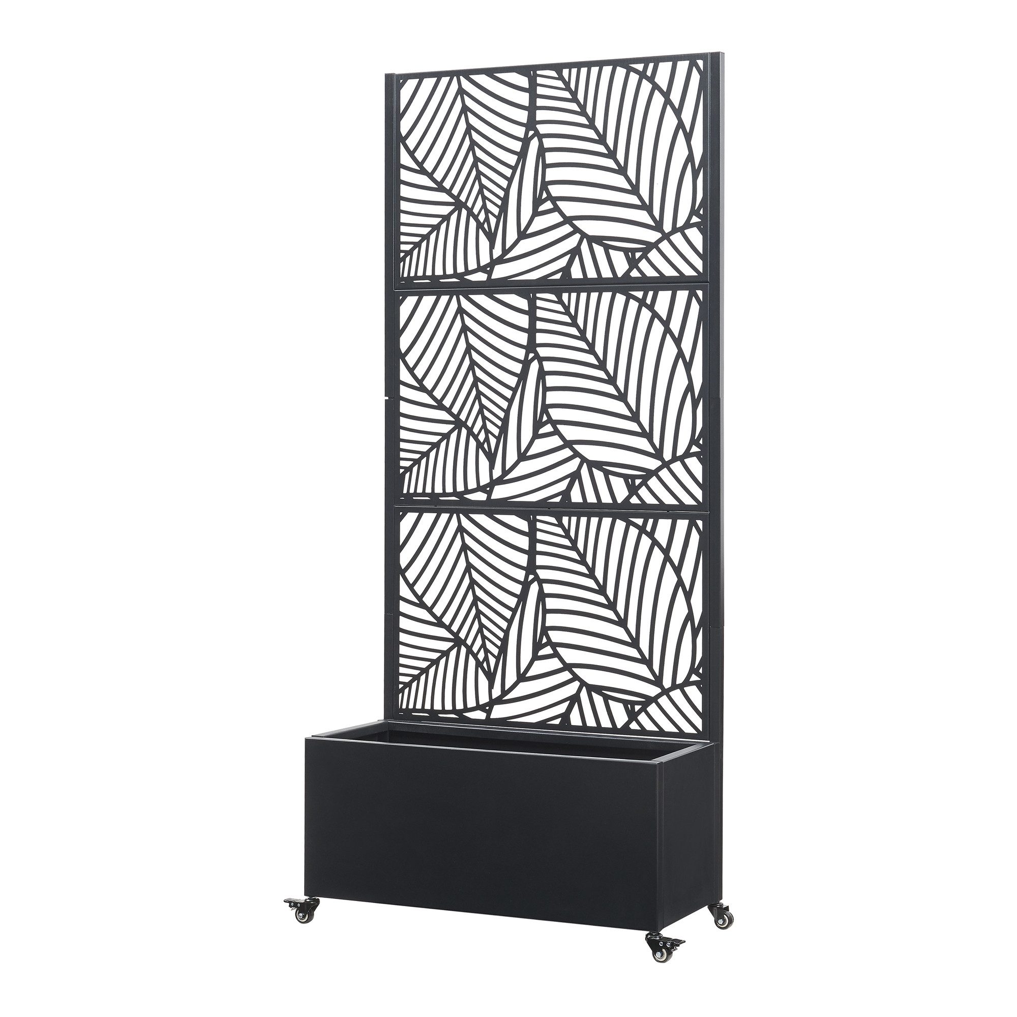 casa.pro Blumenkasten, mit Trennwand »Surnskoki« mit Rollen Stahl 190x82x38 cm Schwarz