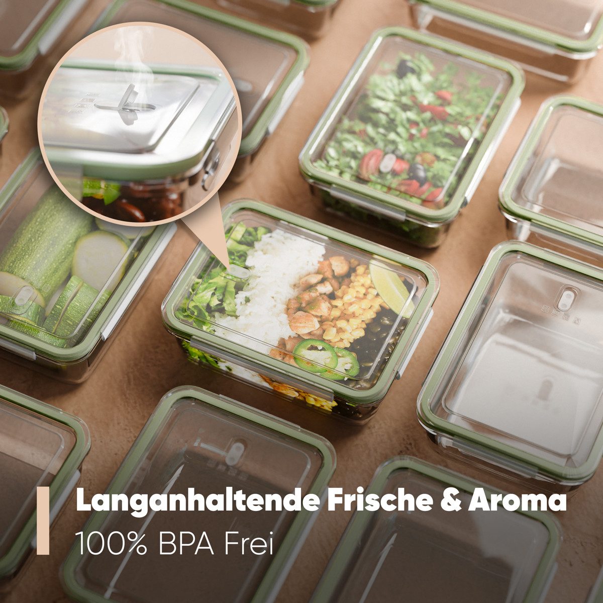 classbach Frischhaltedose C-FHD 4010 G, Frischhaltedosen Glas mit Deckel, 7er Set