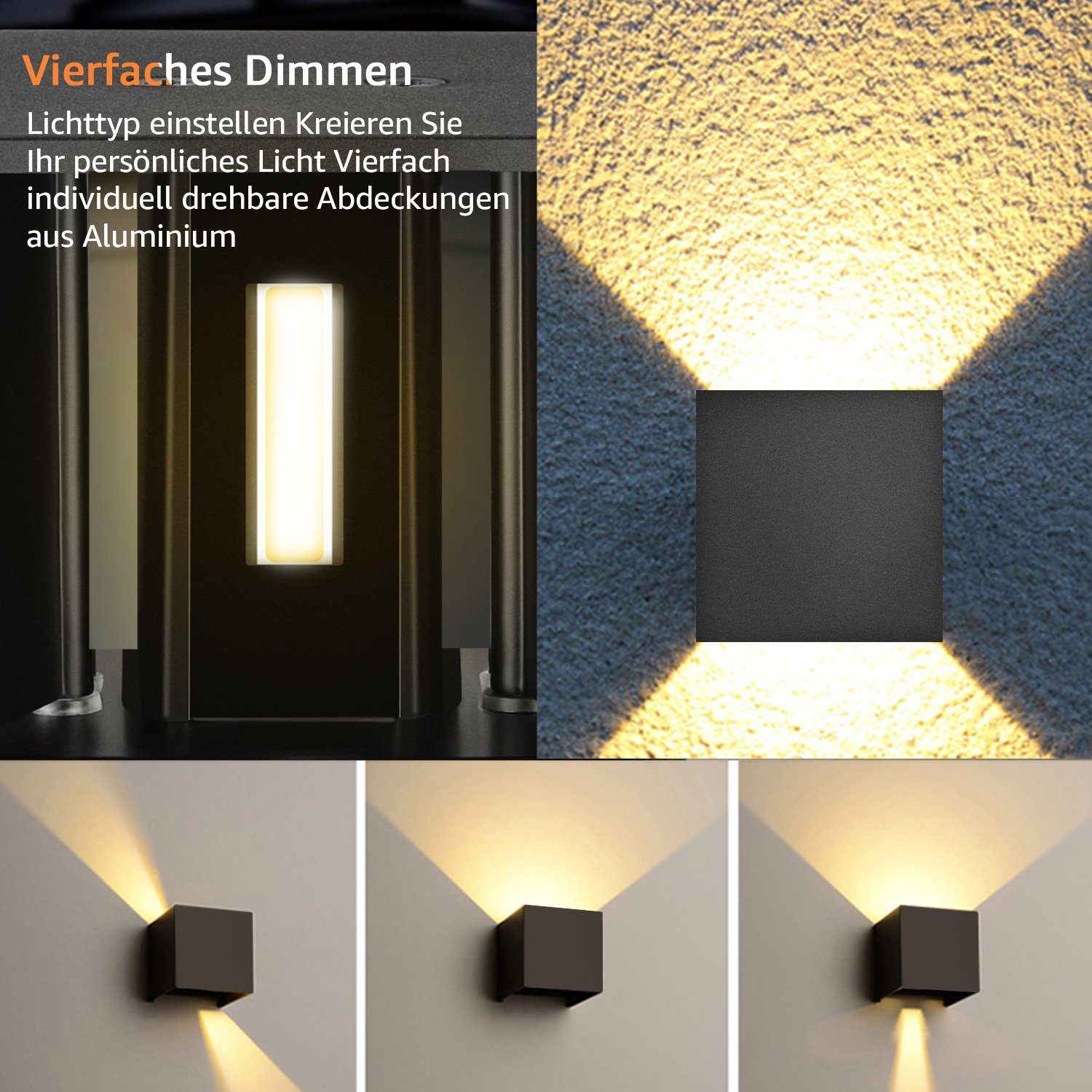 Außen/Innen fest integriert, Abstrahlwinkel, Warmweiß, 1 Stück Wandlampe, Einstellbarer LED Wandleuchte Wandleuchte LETGOSPT Wandleuchte LED LED