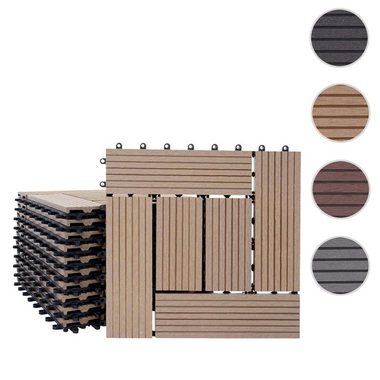 MCW WPC-Fliesen »Sarthe«, Set, 11 St., bestehend aus 11x je 30x30cm = 1qm, Witterungs- und UV-Beständig, Holzoptik, Hitze- und Kälteisolierend