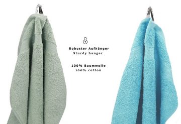 Betz Handtuch Set 12-TLG. Handtuch Set Premium Farbe heugrün/Ocean, Baumwolle, (12-tlg)