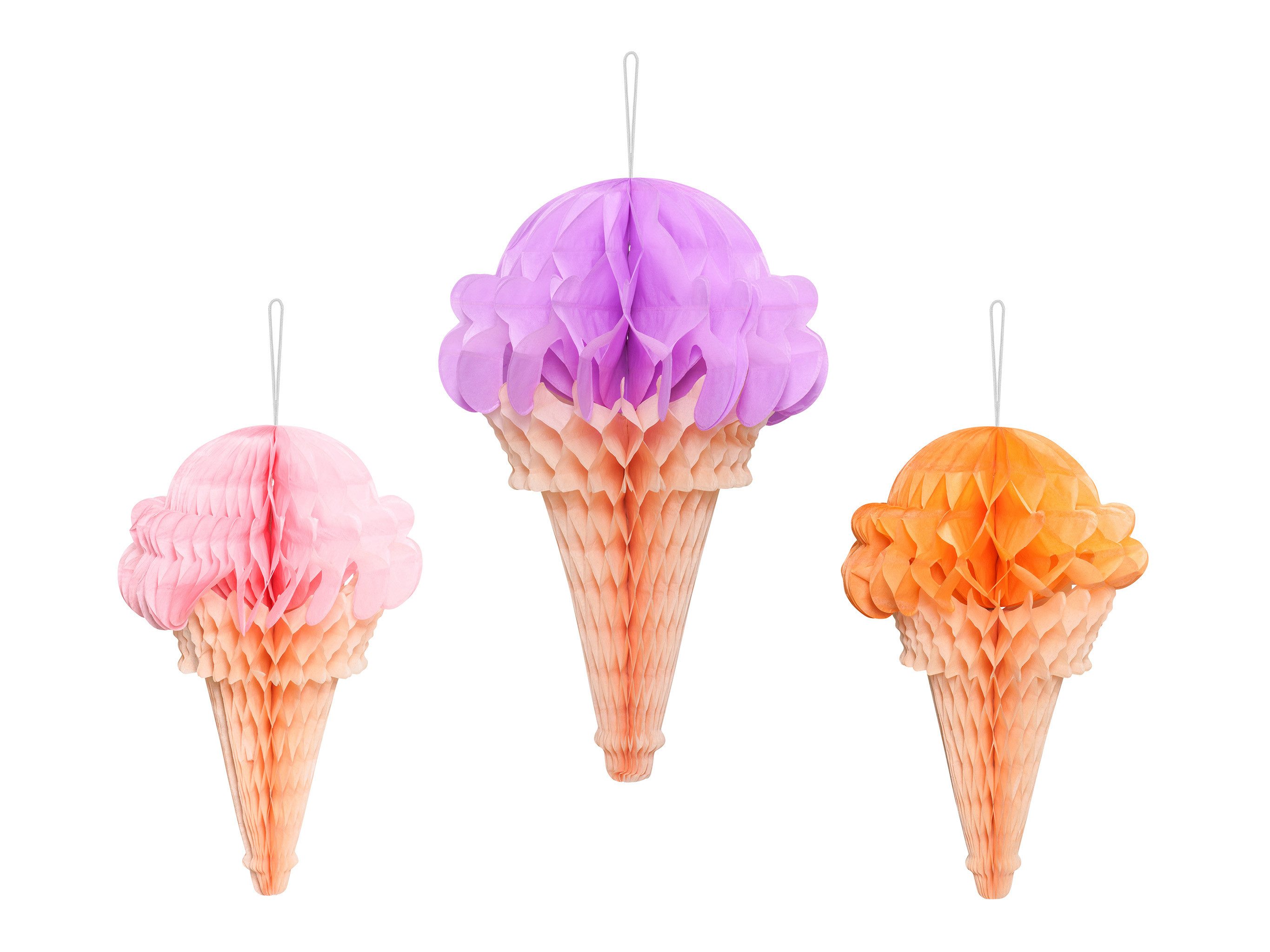 partydeco Papierdekoration, Waffeleis Wabenball 20 - 30cm Wabenfigur 3er Set