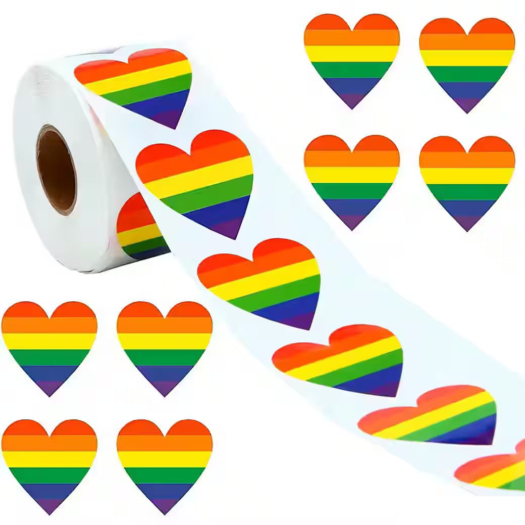 Ware aus aller Welt Sticker 500 LGBTQ+ Herz Sticker Regenbogen selbstklebend 2,5 cm Pride, (500-tlg)