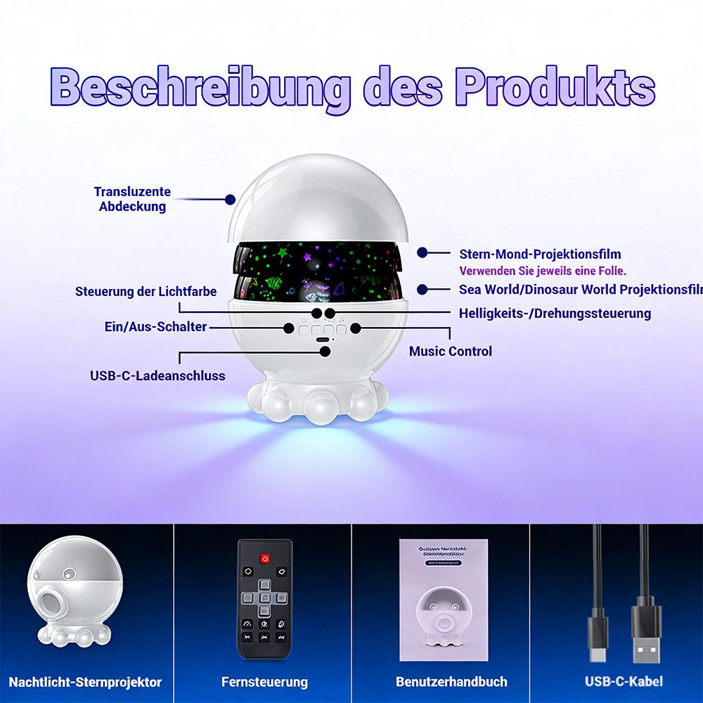 PRIISF Nachtlicht Baby LED Nachtlicht Einschlafhilfe Projektor Sternenhimme günstig online kaufen