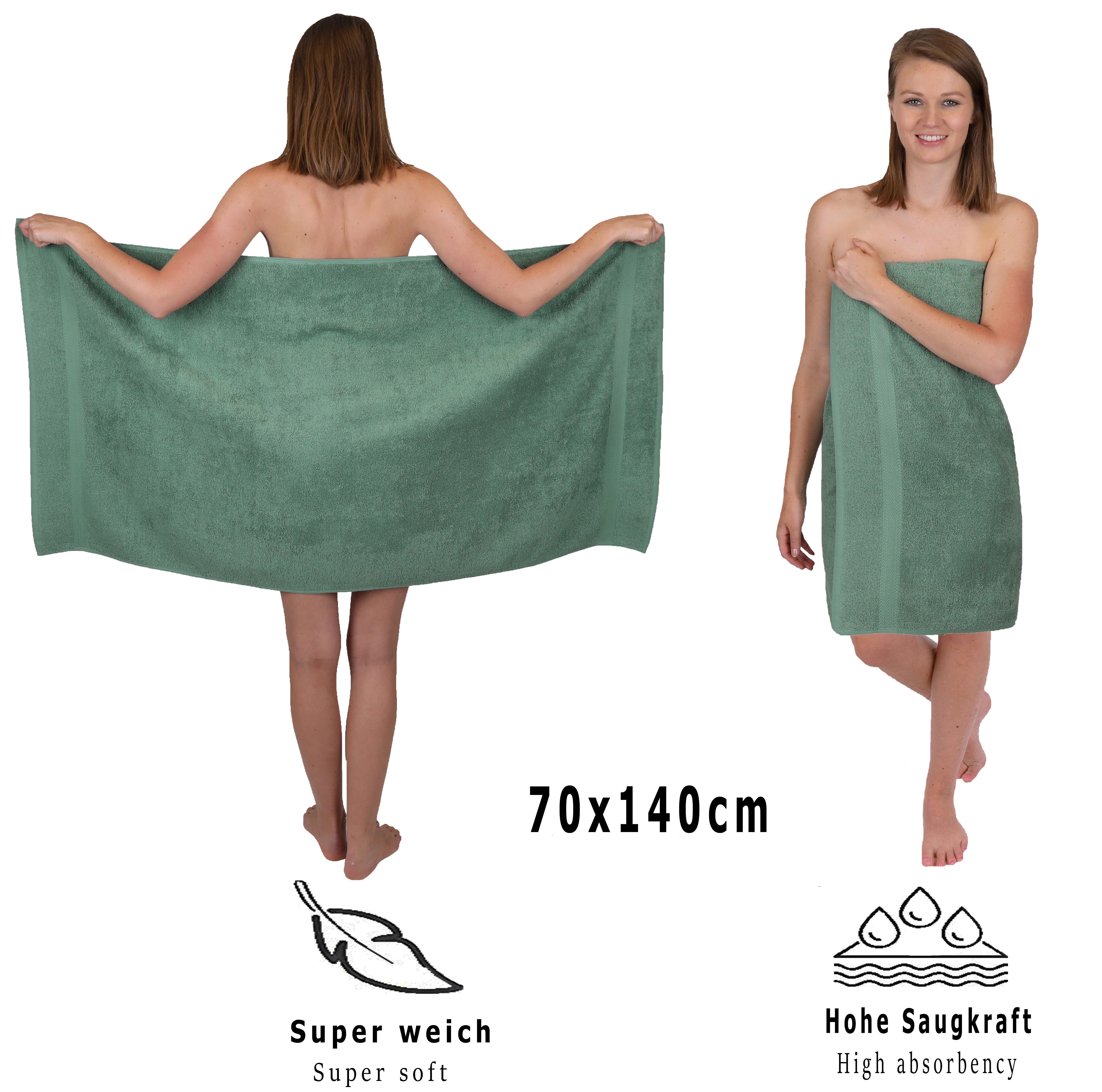 12er Frottier Handtuch tannengrün (12-tlg) PREMIUM Baumwolle, Handtuch-Set 100% 100% Baumwolle, Betz Set