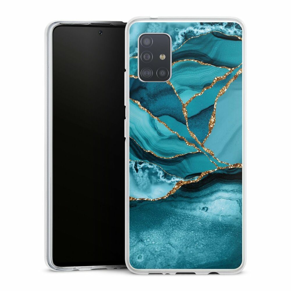 DeinDesign Handyhülle Edelstein Glitzer Look Marmor Eisblaue Marmor  Landschaft, Samsung Galaxy A51 5G Silikon Hülle Bumper Case Handy  Schutzhülle
