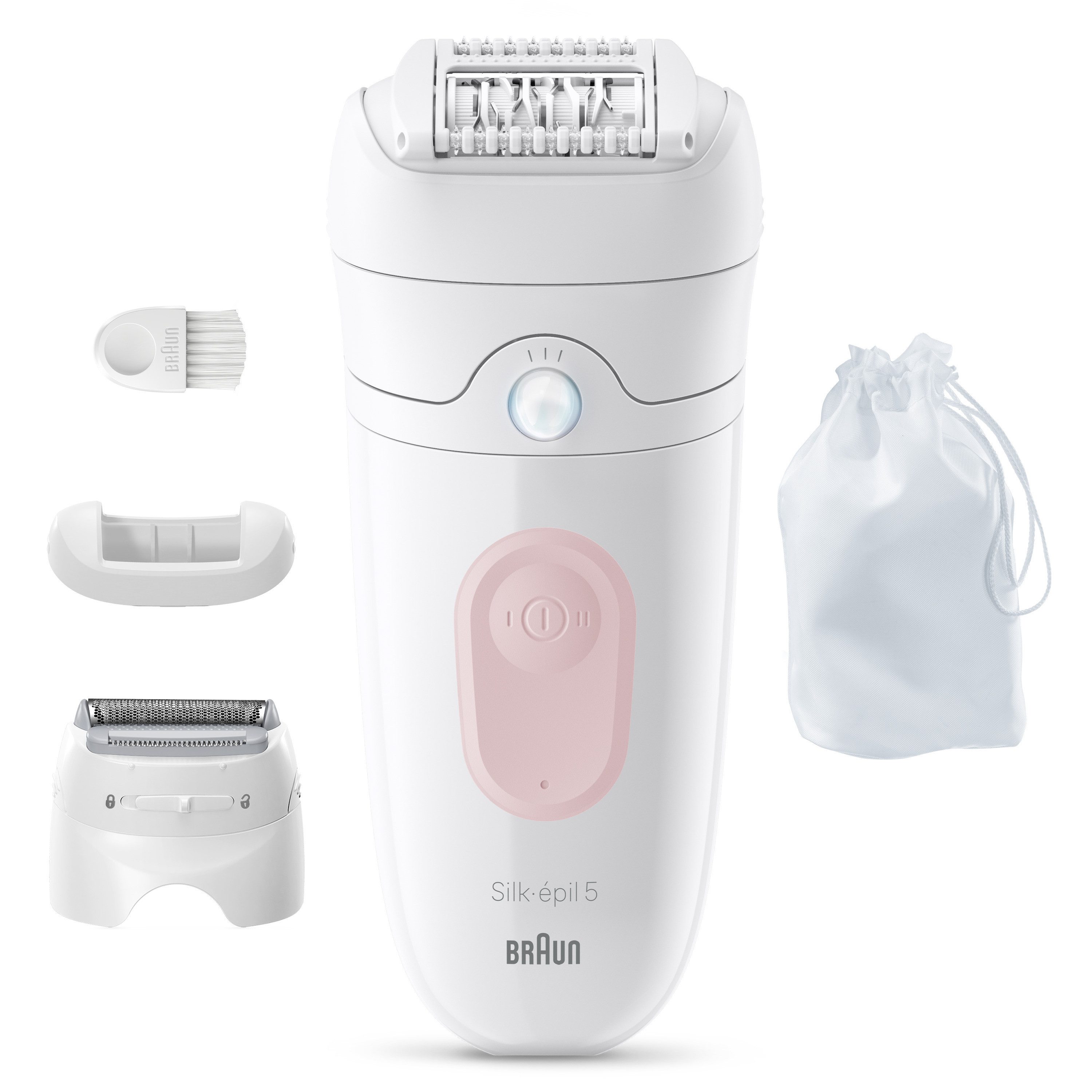Braun Epilierer Silk-épil 5 SE5-030, Wet & Dry, Einfache Haarentfernung, Rasieraufsatz und Trimmeraufsatz rosa