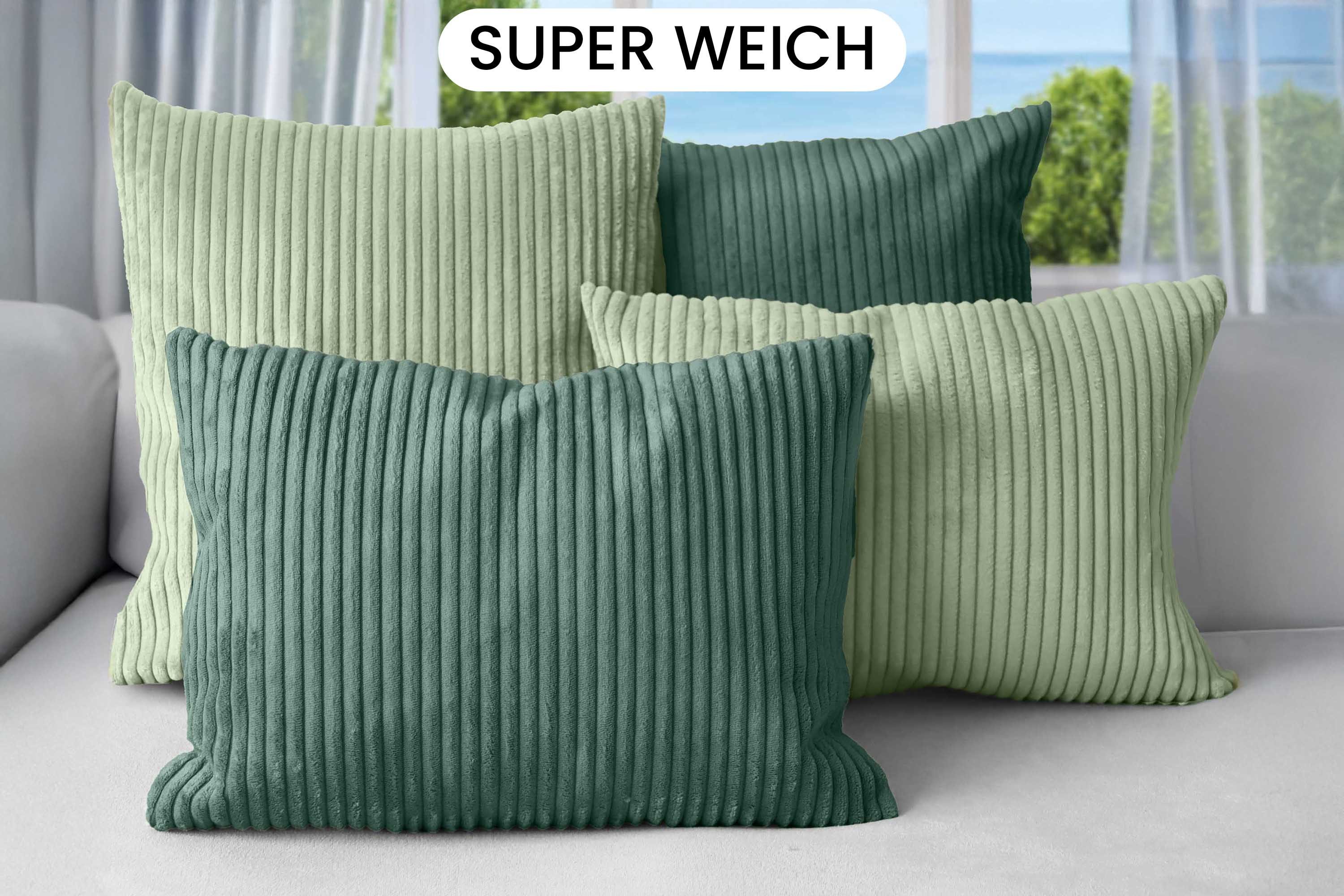 Amilian Dekokissen Sofakissen 4er Set mit Füllung - 2x 45x45 + 2x 35x45 cm, Hotelverschluss, waschbar, formstabil