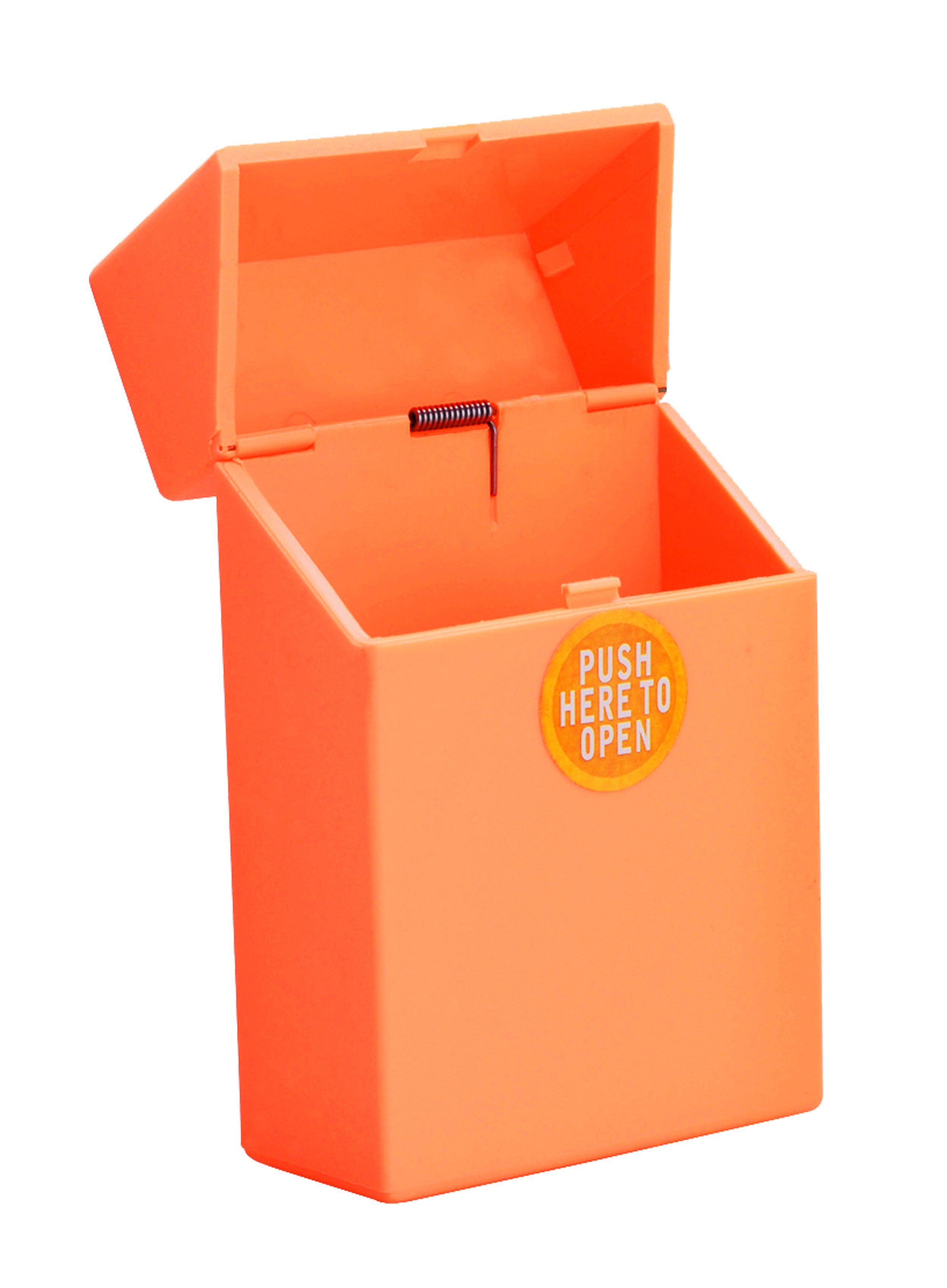 CHAMP Etui ZIGARETTENDOSE mit Sprungdeckel Kunststoff Zigarettenbox  Zigarettenetui Zigarettendose Etui Case 96 (Orange)