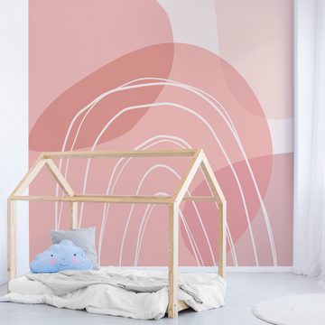 Bilderdepot24 Kindertapete Kreisformen Regenbogen Kinder Muster rosa moderne Wanddeko XXL, Glatt, Matt, (Inklusive Gratis-Kleister oder selbstklebend), Mädchenzimmer Jungenzimmer Babyzimmer Bildtapete Fototapete Wandtapete