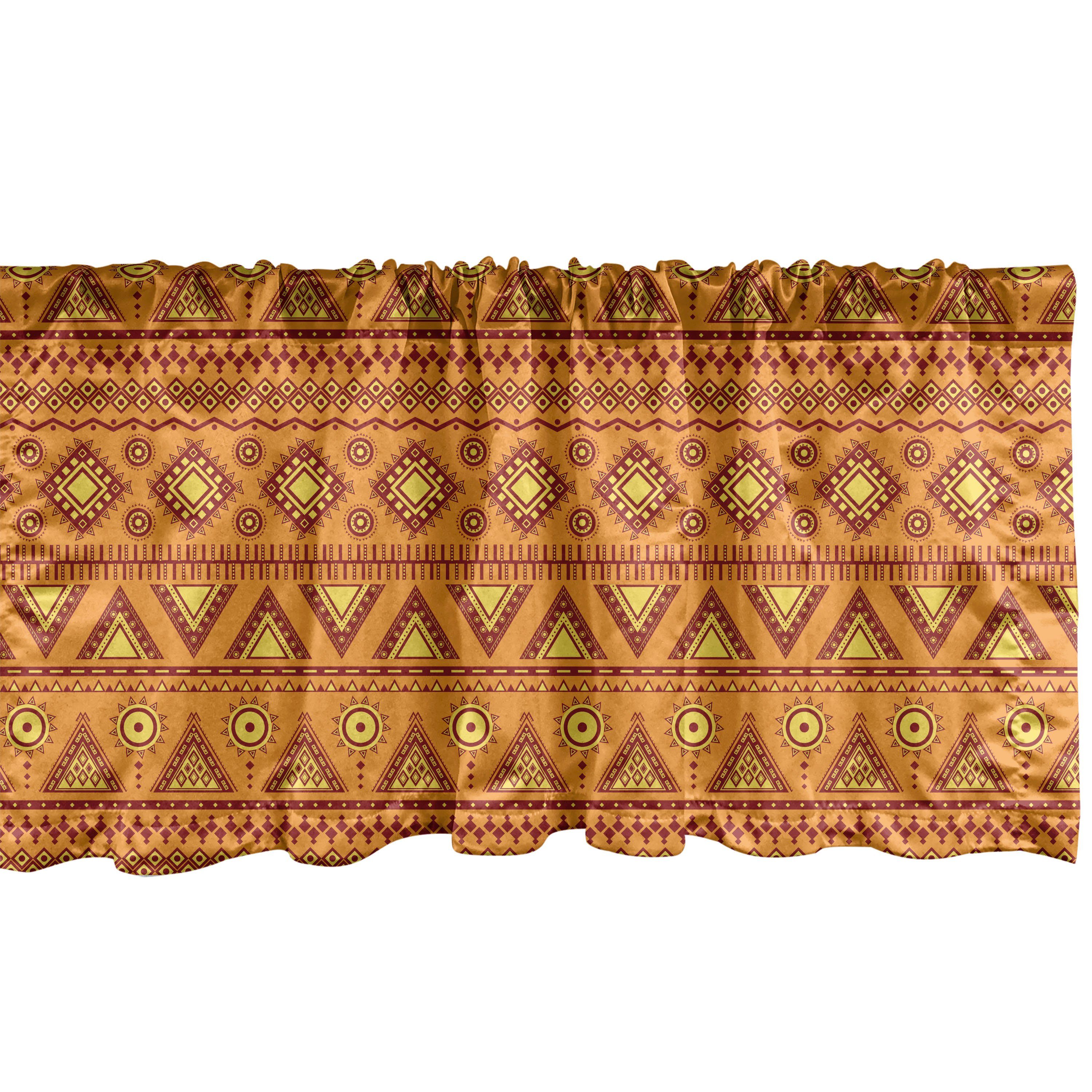 Scheibengardine Vorhang Volant für Küche Schlafzimmer Dekor mit Stangentasche, Abakuhaus, Microfaser, Orange Aztec Borders
