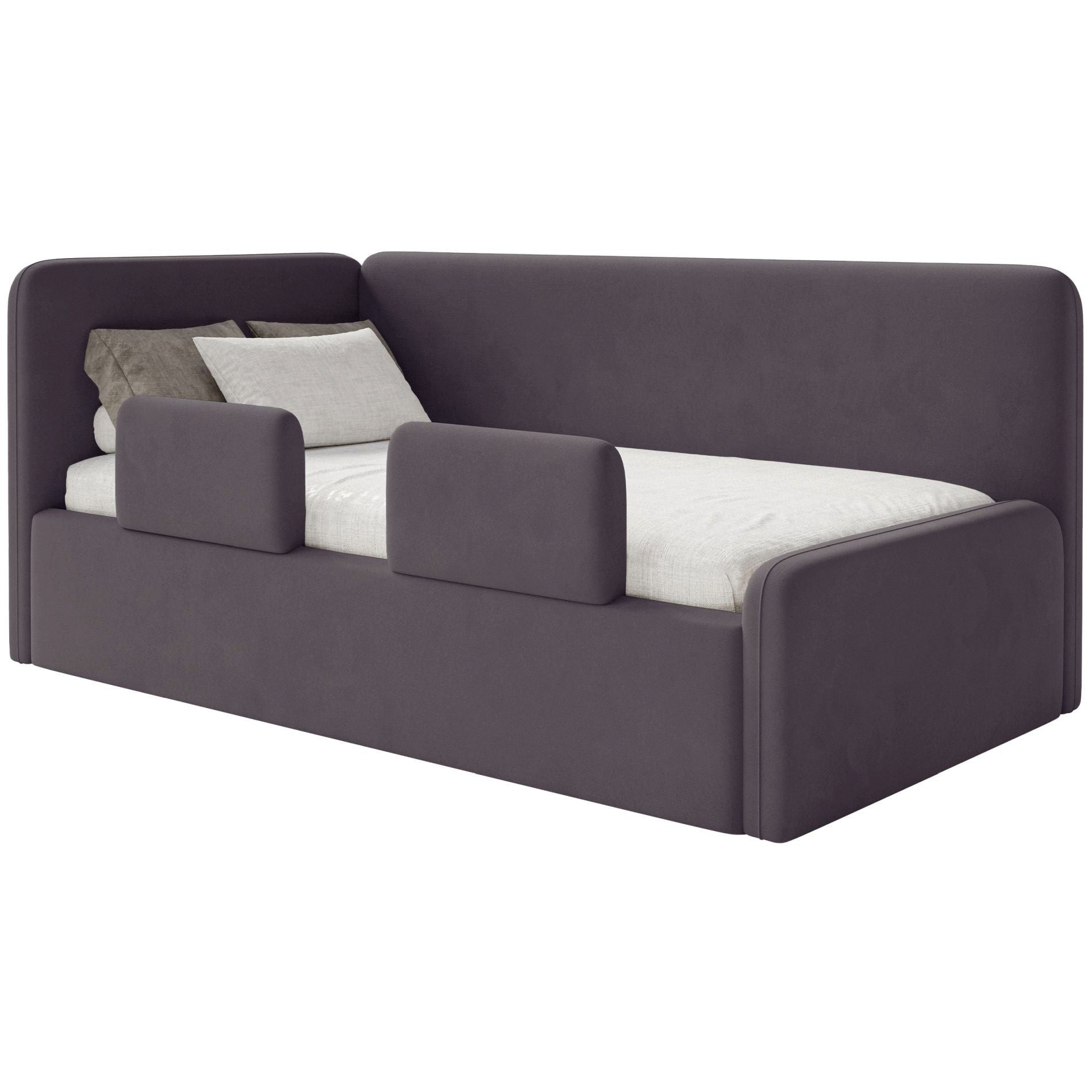 Selsey Kinderbett FANKO, Kinderbett mit Kopfteil, Rausfallschutz, Matratze, Samt, 90x200 cm