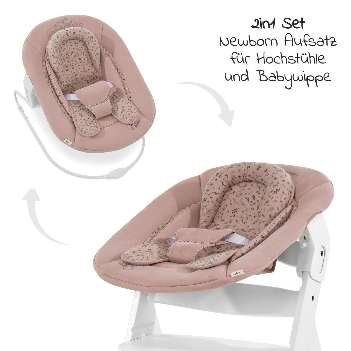 Hauck Hochstuhl Alpha Plus White Newborn Set - Bambi Rose, Mitwachsender Ho günstig online kaufen