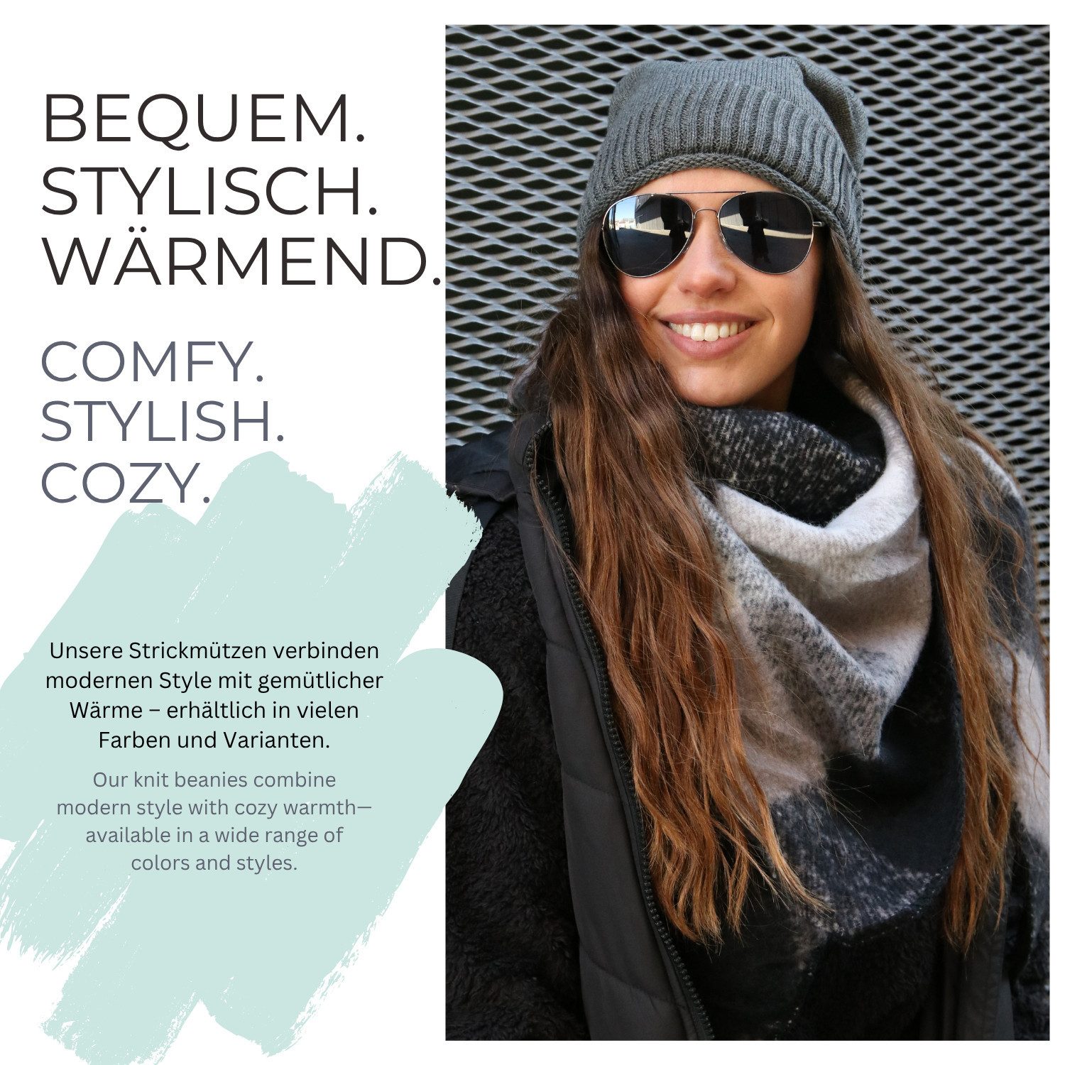 styleBREAKER Strickmütze Feinstrick Beanie mit Teddyfleece (1-St)