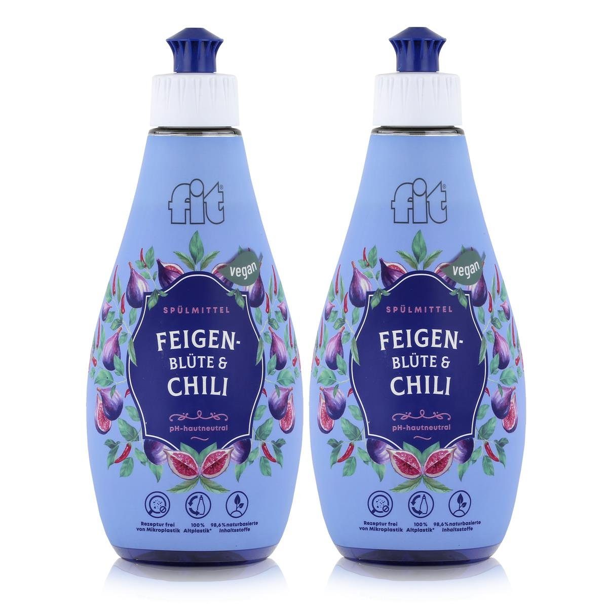 FIT fit Spülmittel Feigen-Blüte & Chili 400ml - Geschirrspülmittel (2er Pa Geschirrspülmittel