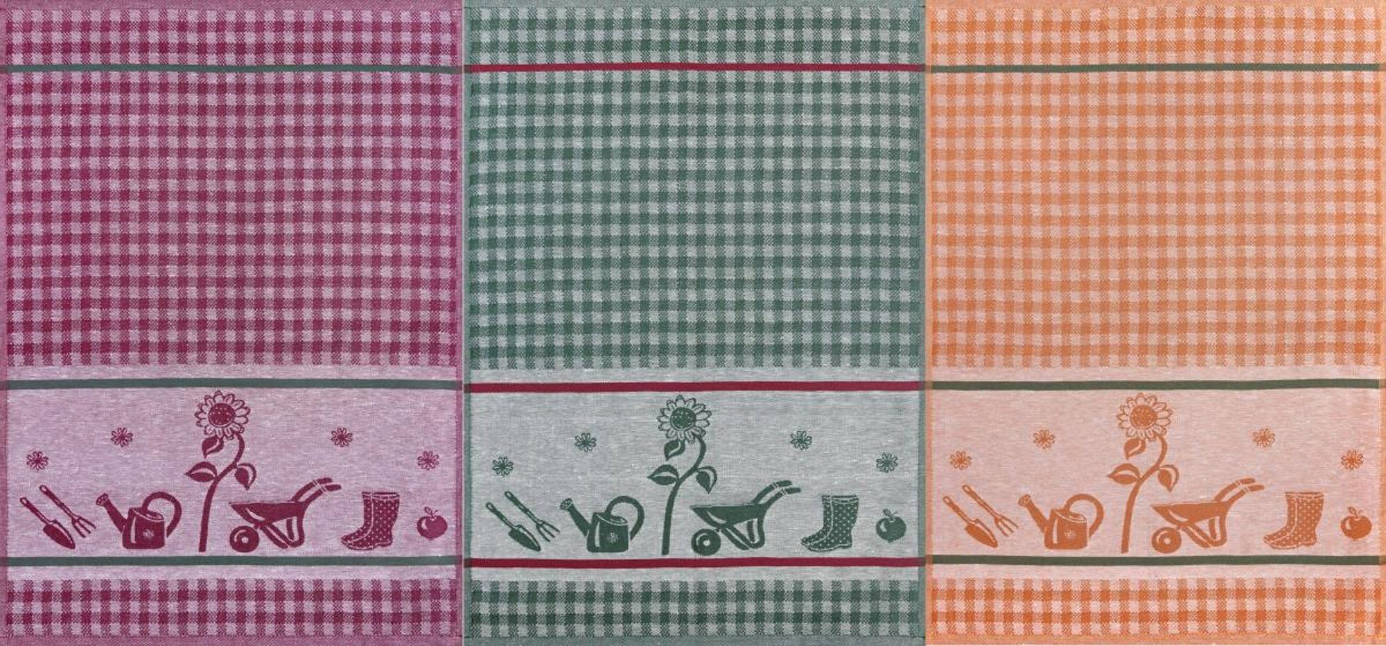 Kracht Geschirrtuch Gartenarbeit, (Set, 3-tlg., Set), 3er Pack Geschirrtücher (3 Stück), ca. 50x70cm, Halbleinen Jacquard