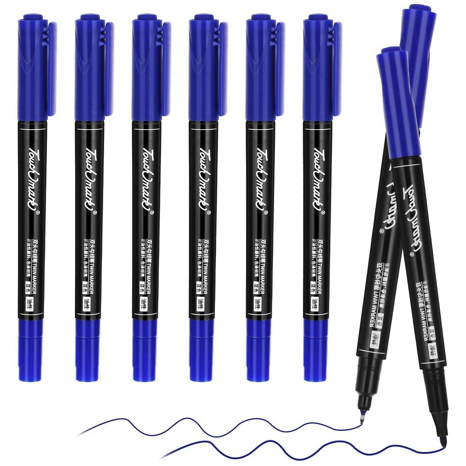 LuxusKollektion Permanentmarker Permanent Marker Fein Doppelspitze 6er Set Schwarz