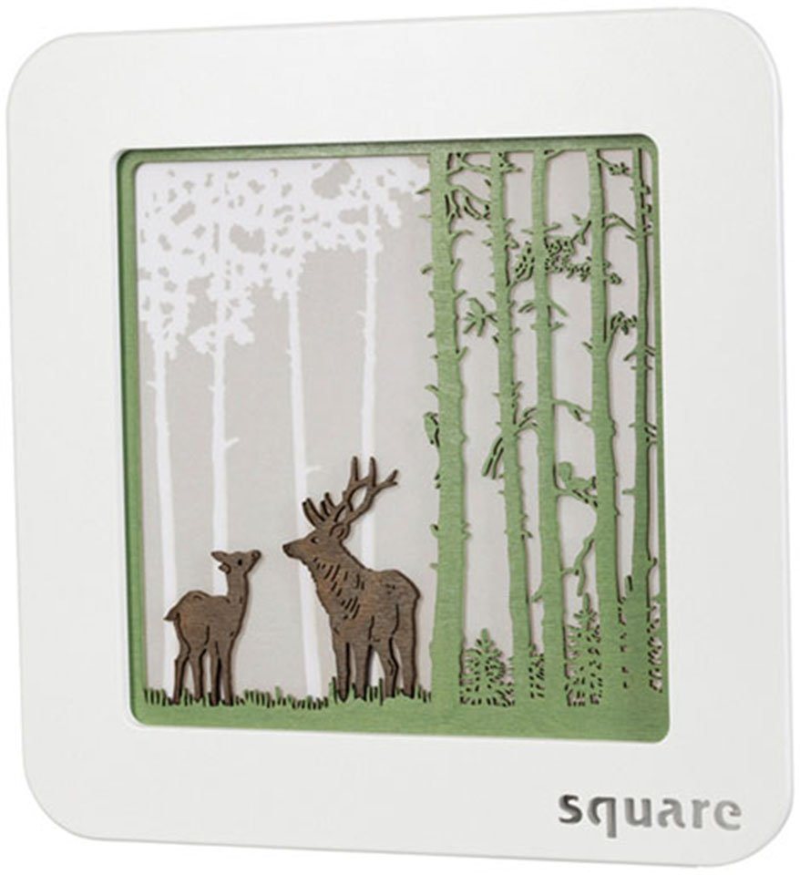 Weigla LED-Bild Square - Standbild Wald, Weihnachtsdeko, (1 St), mit  Timerfunktion, Aus FSC®-zertifiziertem Holz