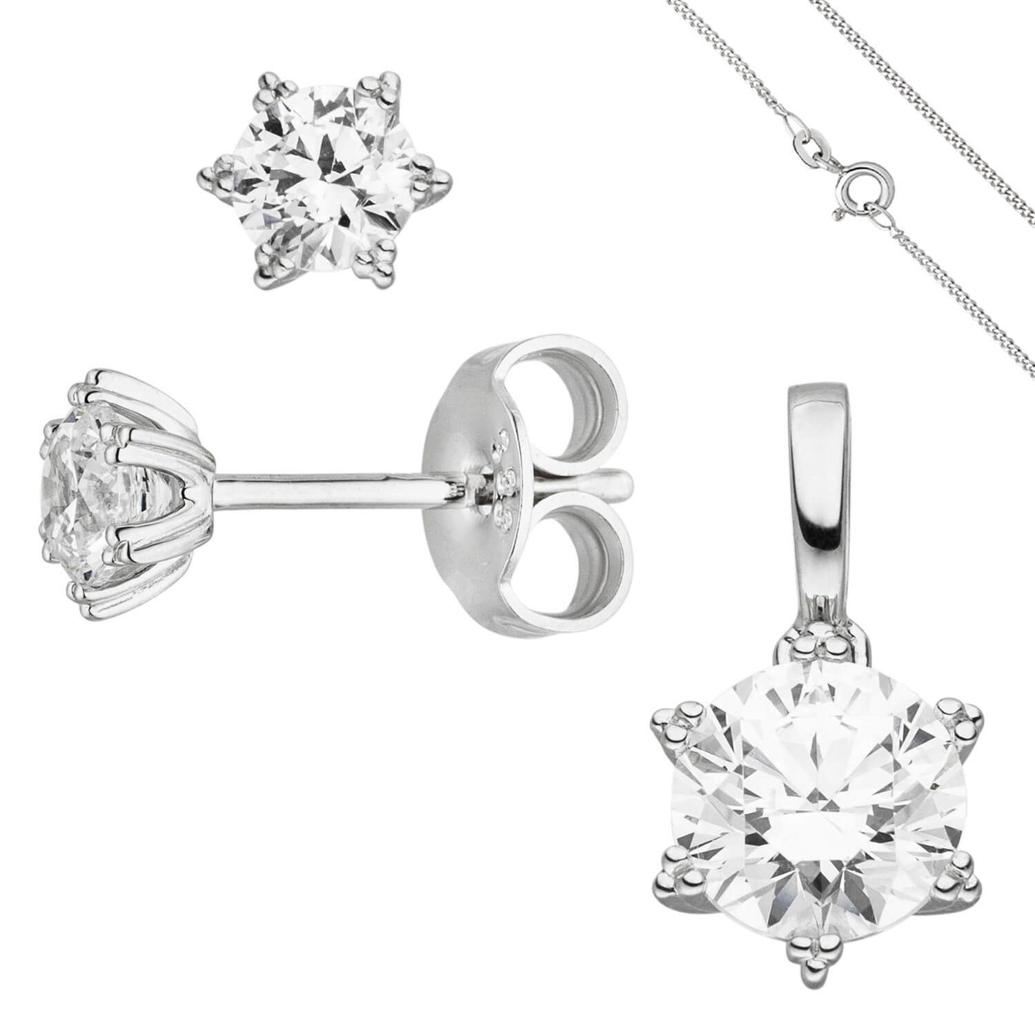 Schmuck Krone Schmuckset Schmuck-Set Stern 333 Weißgold mit Kette 45cm, Gold 333