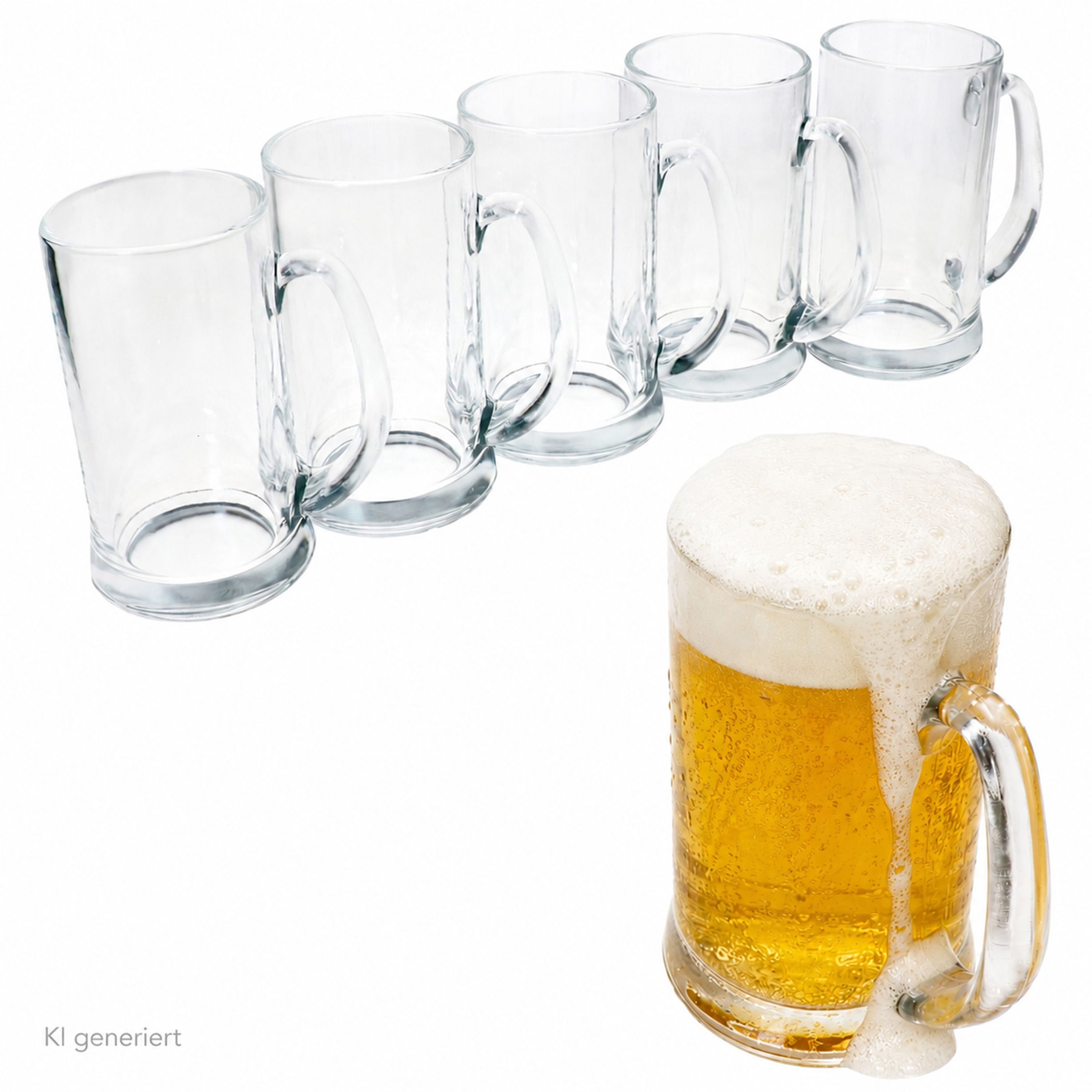 MamboCat Bierglas 6x Viva Bierkrug 0,5L mit Henkel Bierseidel 500ml Glas Seidel Humpen, Glas