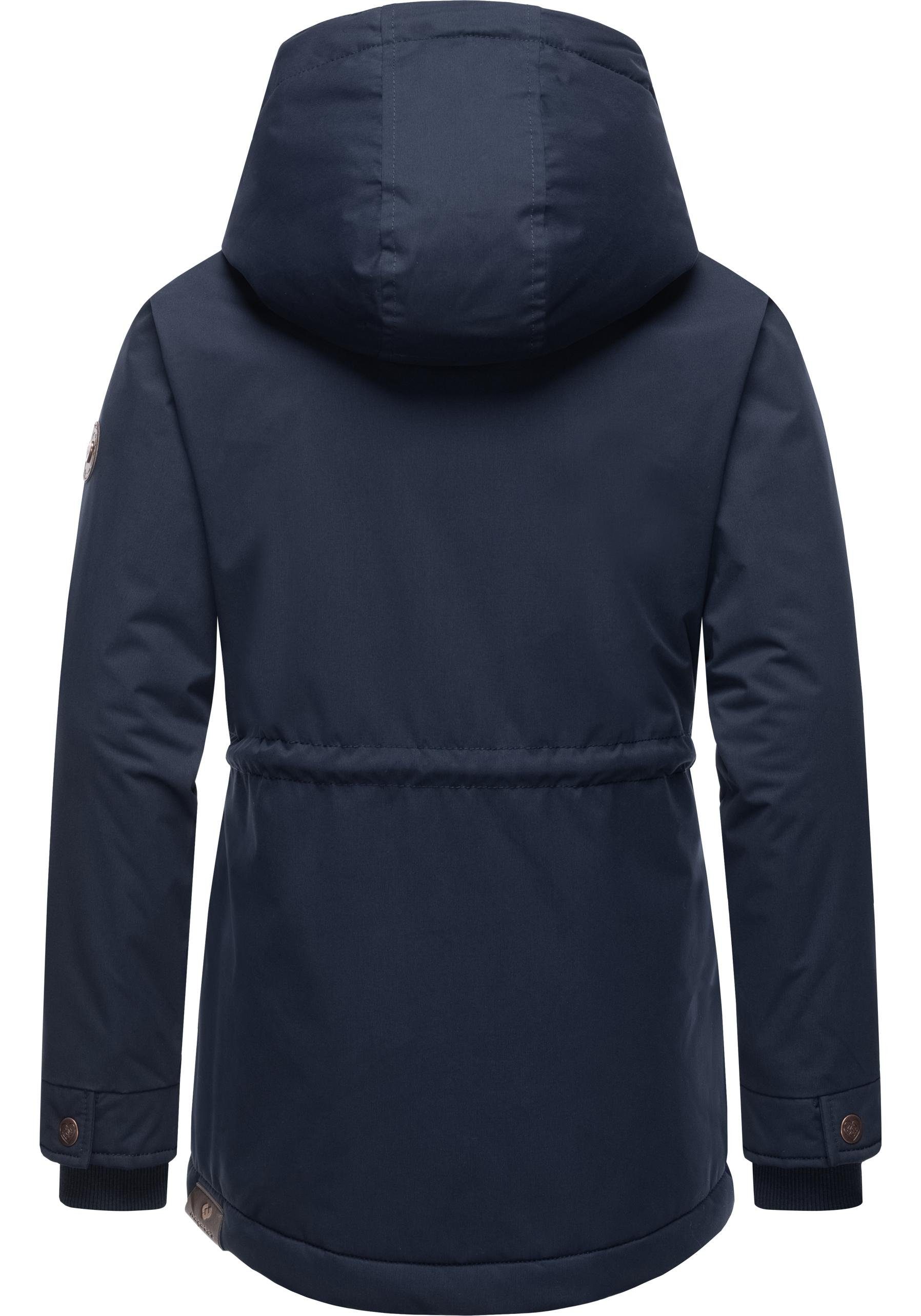 Layra Teddyfell-Innenfutter Ragwear warmem Jacke flauschig mit marine Winterjacke