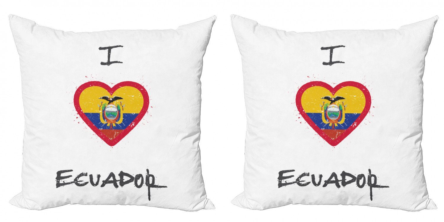 Ecuador-Herz-Flagge (2 I Abakuhaus Modern Kissenbezüge Ecuador Love Accent Stück), Digitaldruck, Doppelseitiger
