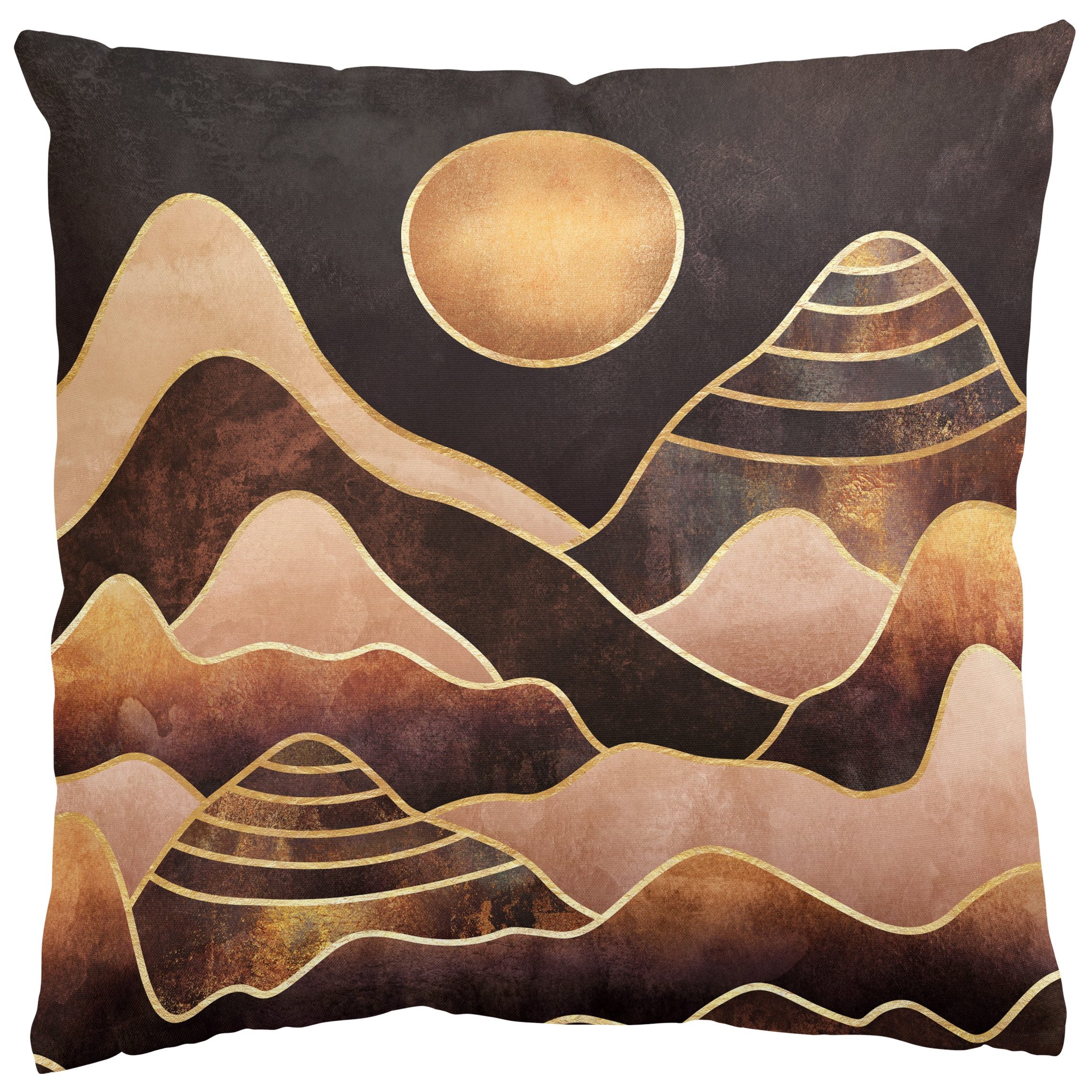 Bilderdepot24 Dekokissen drinnen Kissenhülle/ Sofakissen/ Zierkissen Kissenhülle gold originell, Bezug Aquarell mit / ohne Füllung Zierkissen Outdoor Sofa Bett