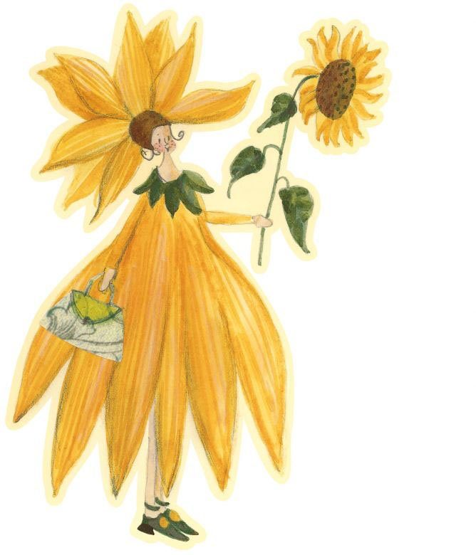 Wall-Art St) Mädchen Gelbe Sonnenblumen Fee Wandtattoo (1