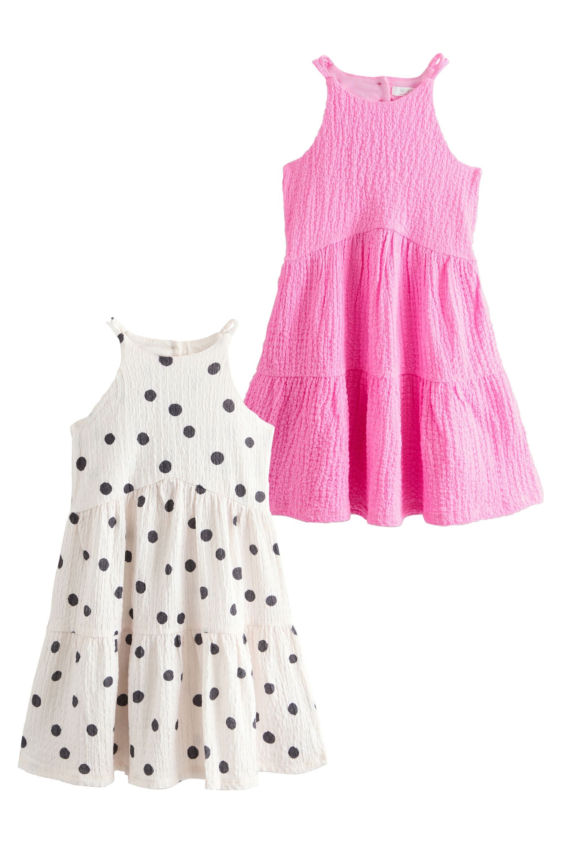 Sommerkleid 2er-Pack Sommerkleid mit Trägern und Knitteroptik