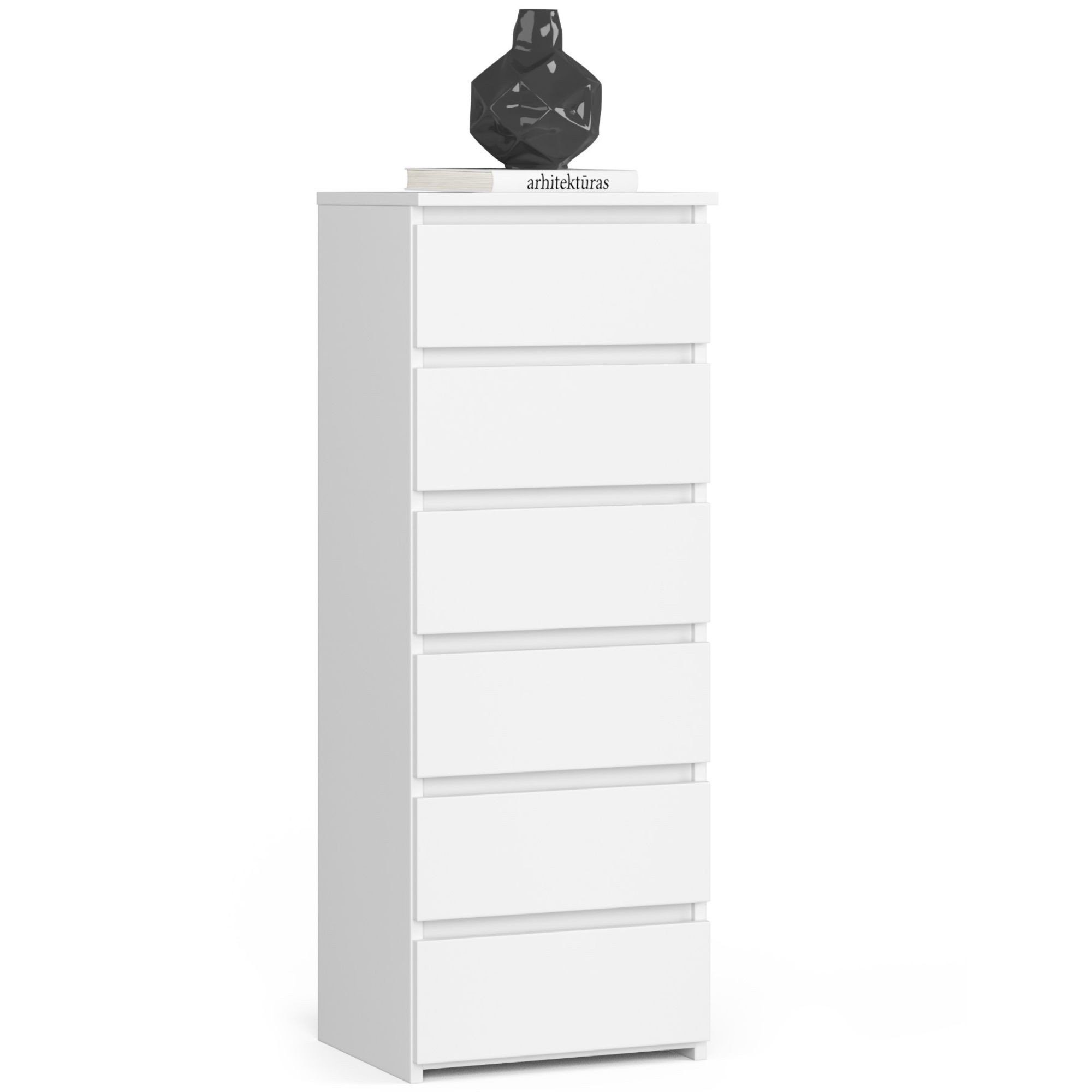 Home Collective Kommode 40 cm breit Holz Highboard Sideboard für Flur Schlafzimmer Wohnzimmer (Mehrzweckschrank Schrank schmal Kommode Schlafzimmer mit Schubladen), viel Stauraum 109 cm hoch mit 6 Schubladen weiß