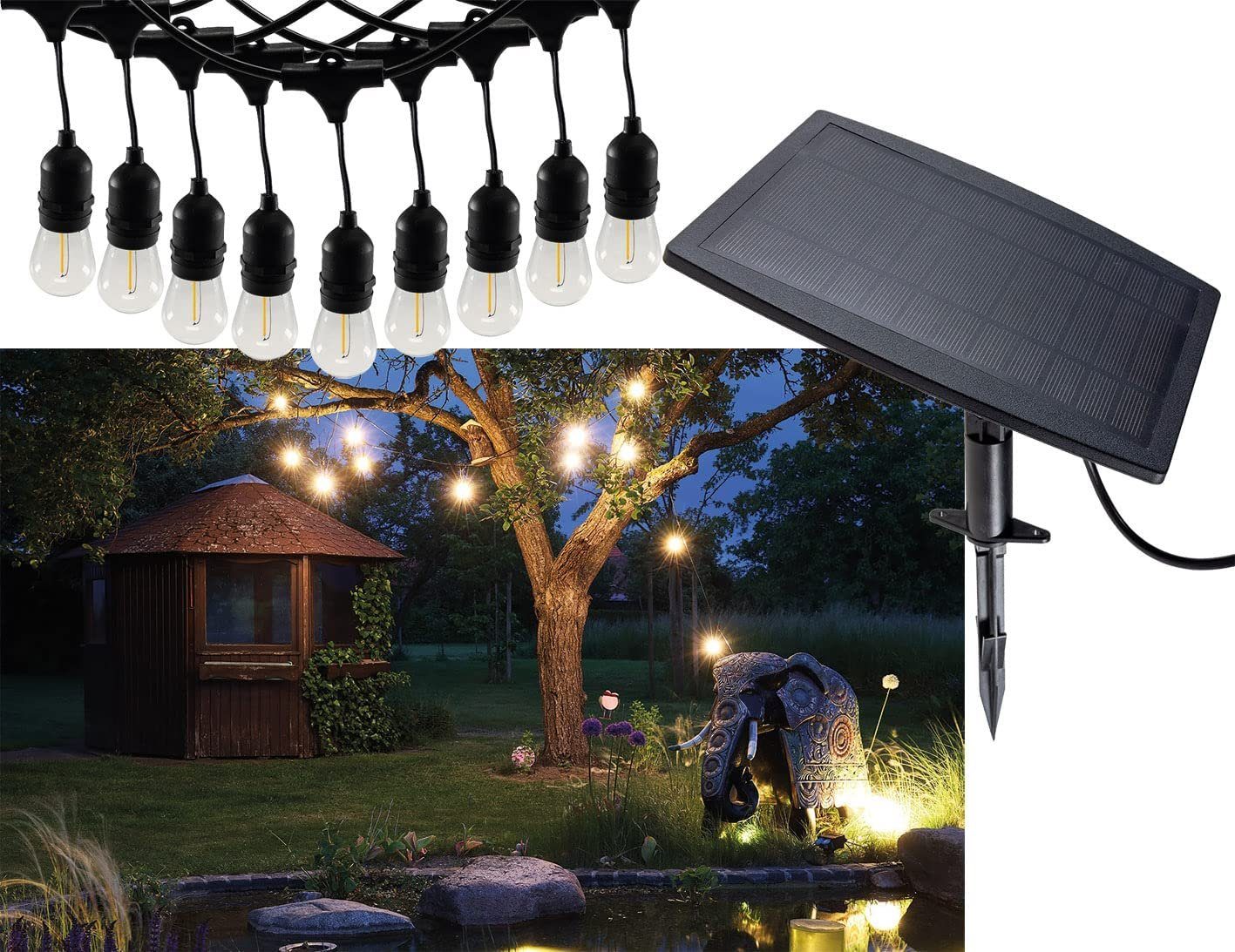 ChiliTec Gartenleuchte Solar Lichterkette Außen - Solarleuchten Wetterfest 6m lang 10 LED