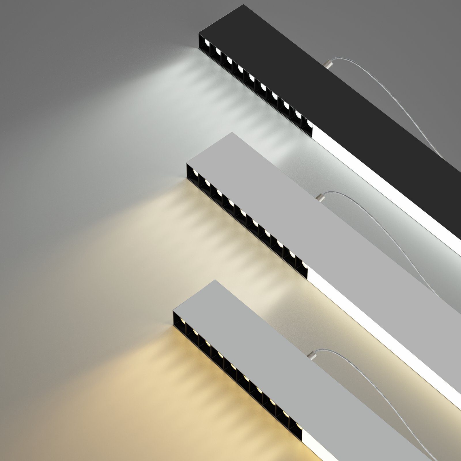Esstisch ZMH mit - Fernbedienung, Hängelampe fest weiß, Modern Dimmbar LED Linear, Lang Tageslichtweiß, integriert, LED 57W weiß2 dimmbar, Pendelleuchte