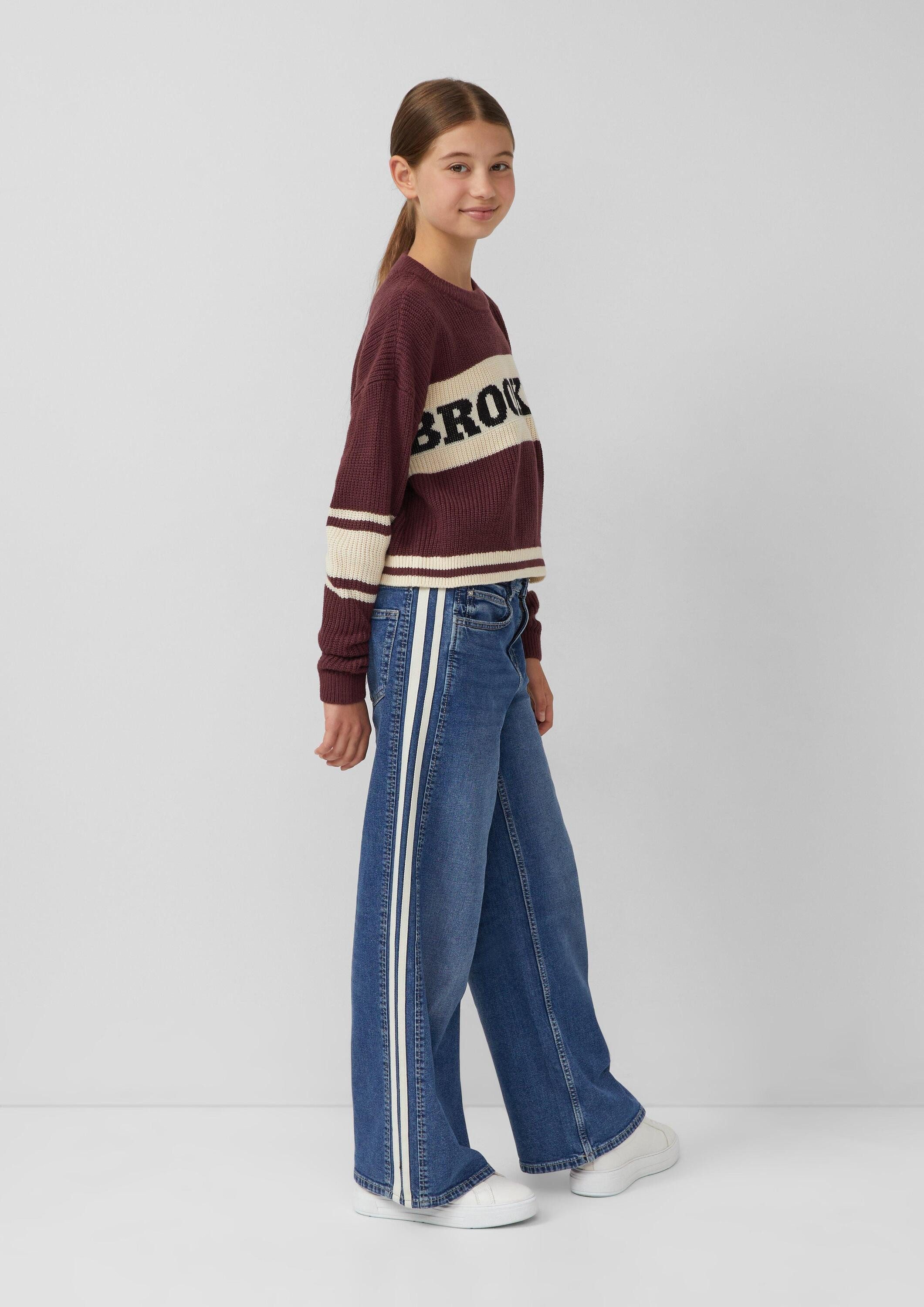 s.Oliver Weite Jeans Jeans-Hose WIDE LEG Jeans / Regular Fit / Mid Rise / Wide Leg / Kontrast-Streifen – Bild 3 von 5