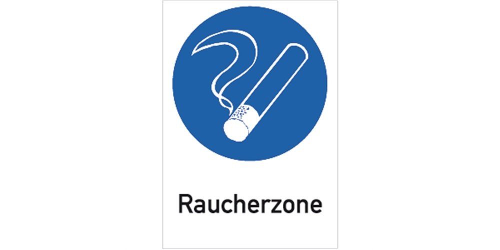 Hinweisschild Aufkleber Raucherzone, Kombischild, Folie, 210x297 mm