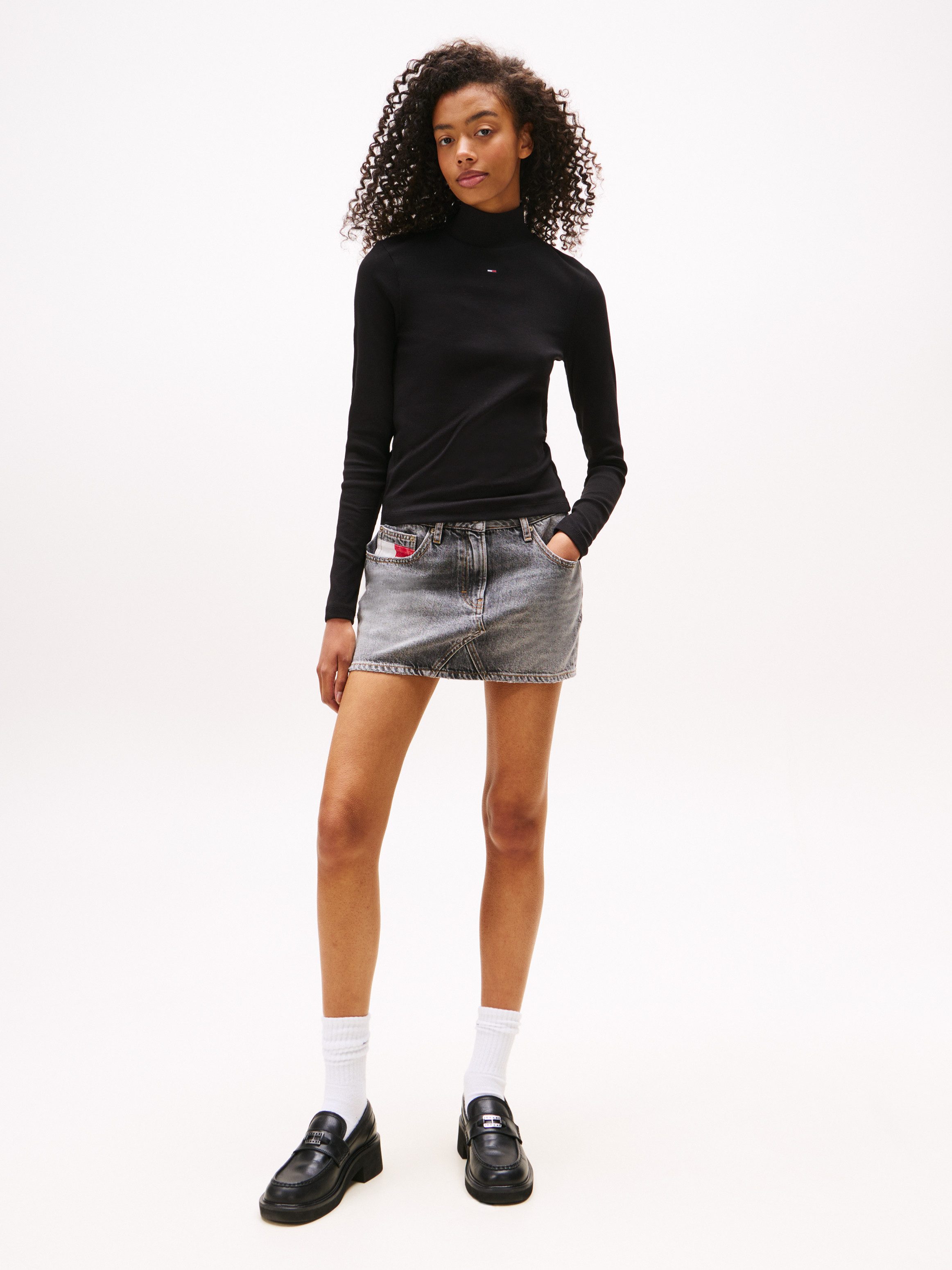 Tommy Jeans Langarmshirt TJW ESSENTIAL MOCK NECK Baumwollmischung