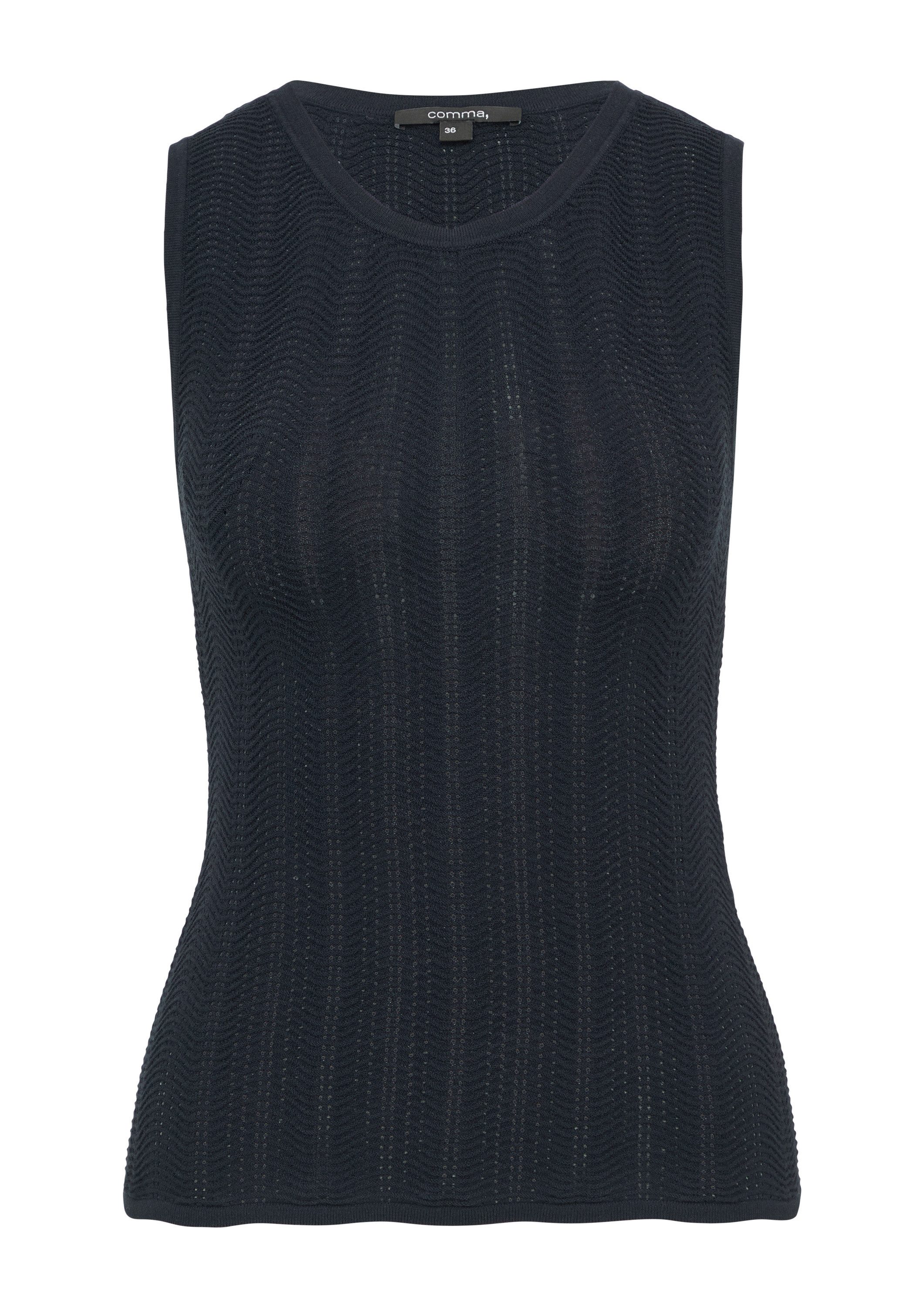 comma Rundhalspullover Strickpullunder Slim-Fit-Stricktop mit Strukturmuste günstig online kaufen