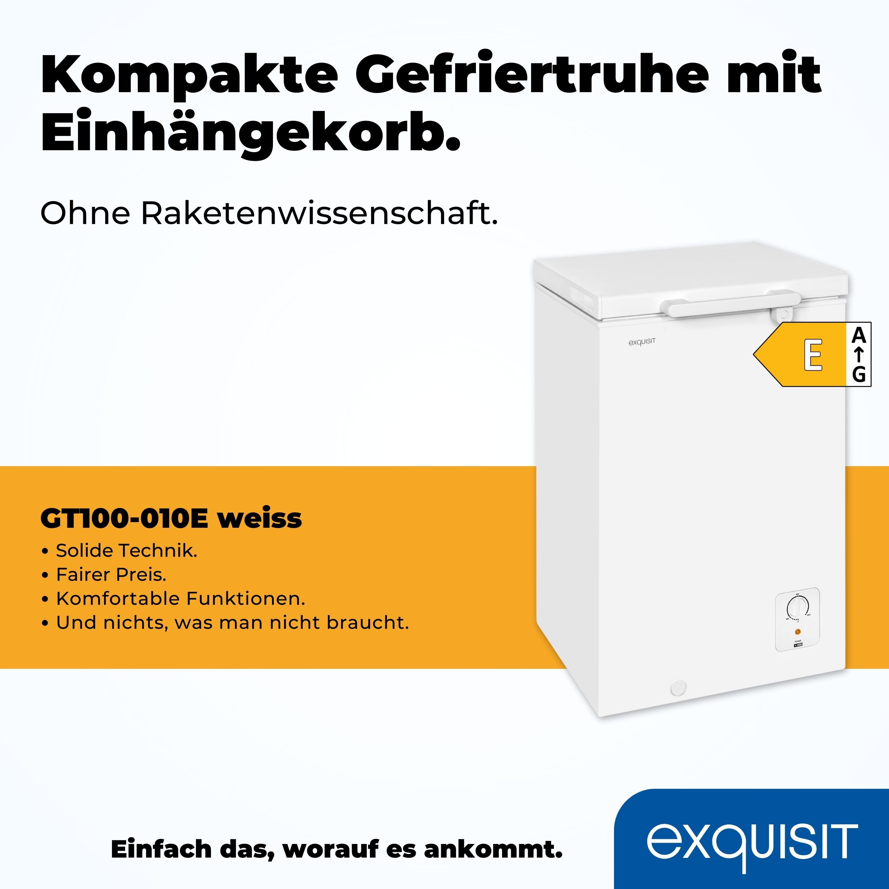 exquisit Gefriertruhe GT100-010E, 54.6 cm breit, 95 l, praktisch und kompakt