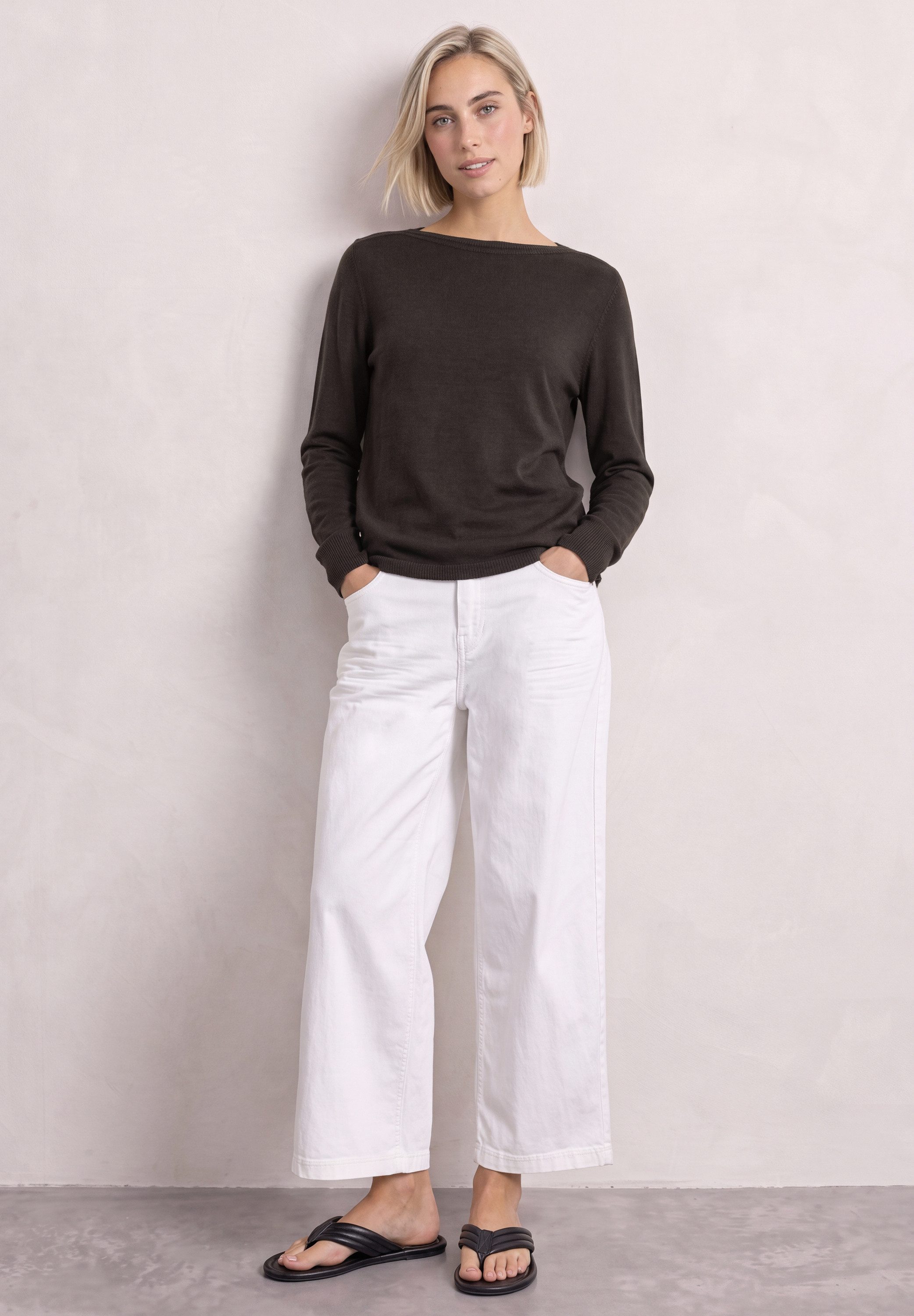 STREET ONE Strickpullover Feinstrick mit U-Boot-Ausschnitt / Viskose