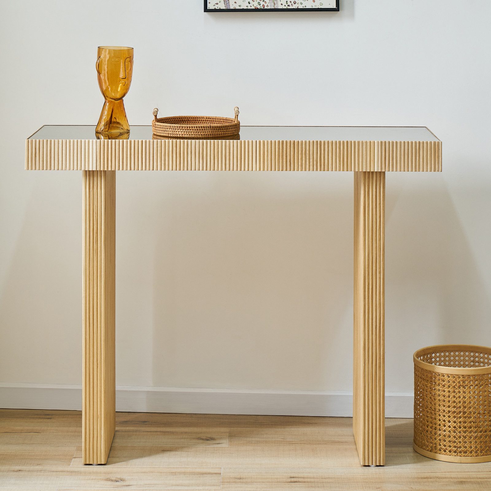 SVITA Konsolentisch ALVARO, Rattanoptik, Flur, Schmal, 110x38x85