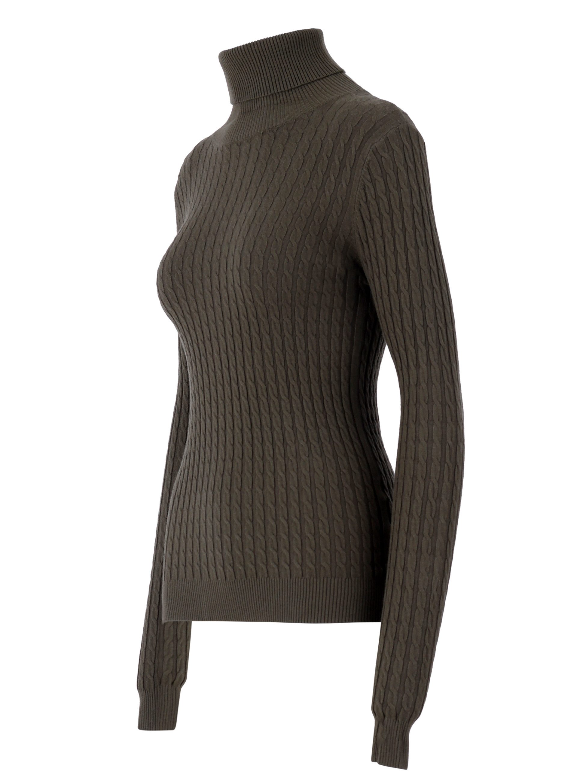YC Fashion & Style Rollkragenpullover One Size, Zopfmuster, verschiedene Farben in Unifarbe