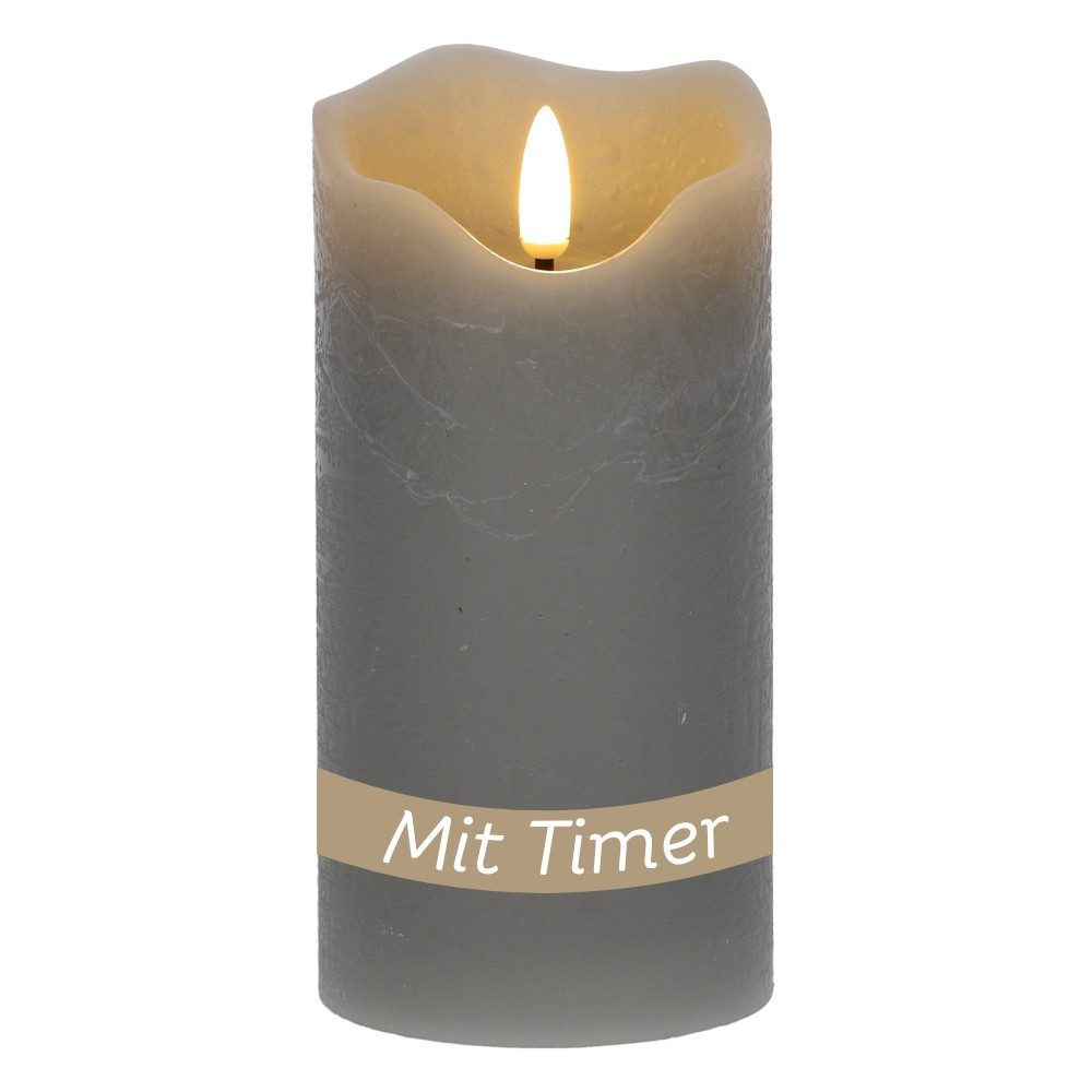 GarPet LED-Kerze LED Echtwachskerzen Stumpenkerzen mit beweglicher Flamme Grau Timer